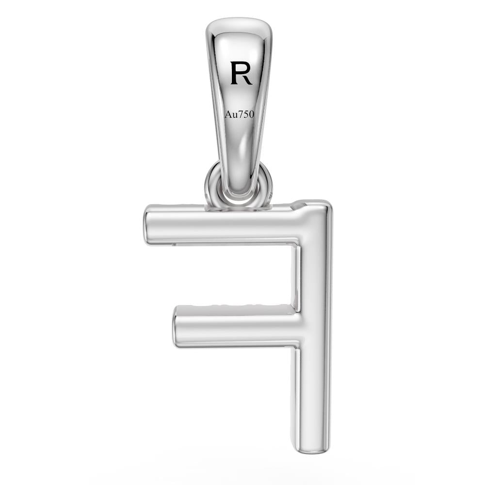 Mini Diamond Letter F Pendant in White Gold