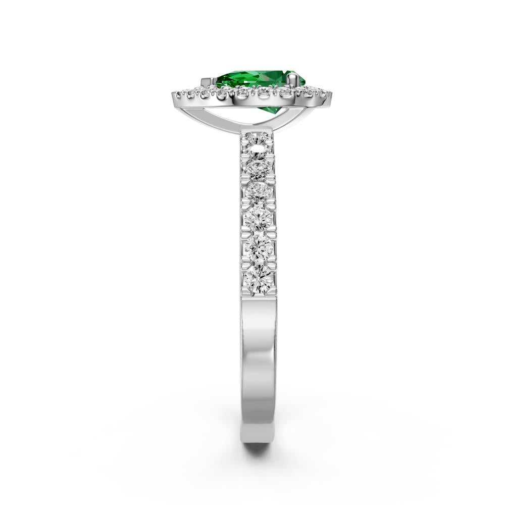 Diamond Ring with Tsavorite in White Gold