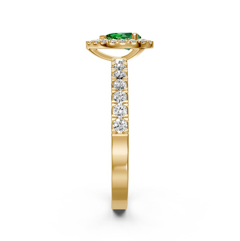 Diamond Ring with Tsavorites in Yellow Gold