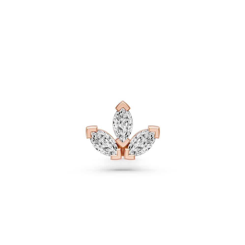 Trinity Marquise Diamond Piercing Stud in Rose Gold