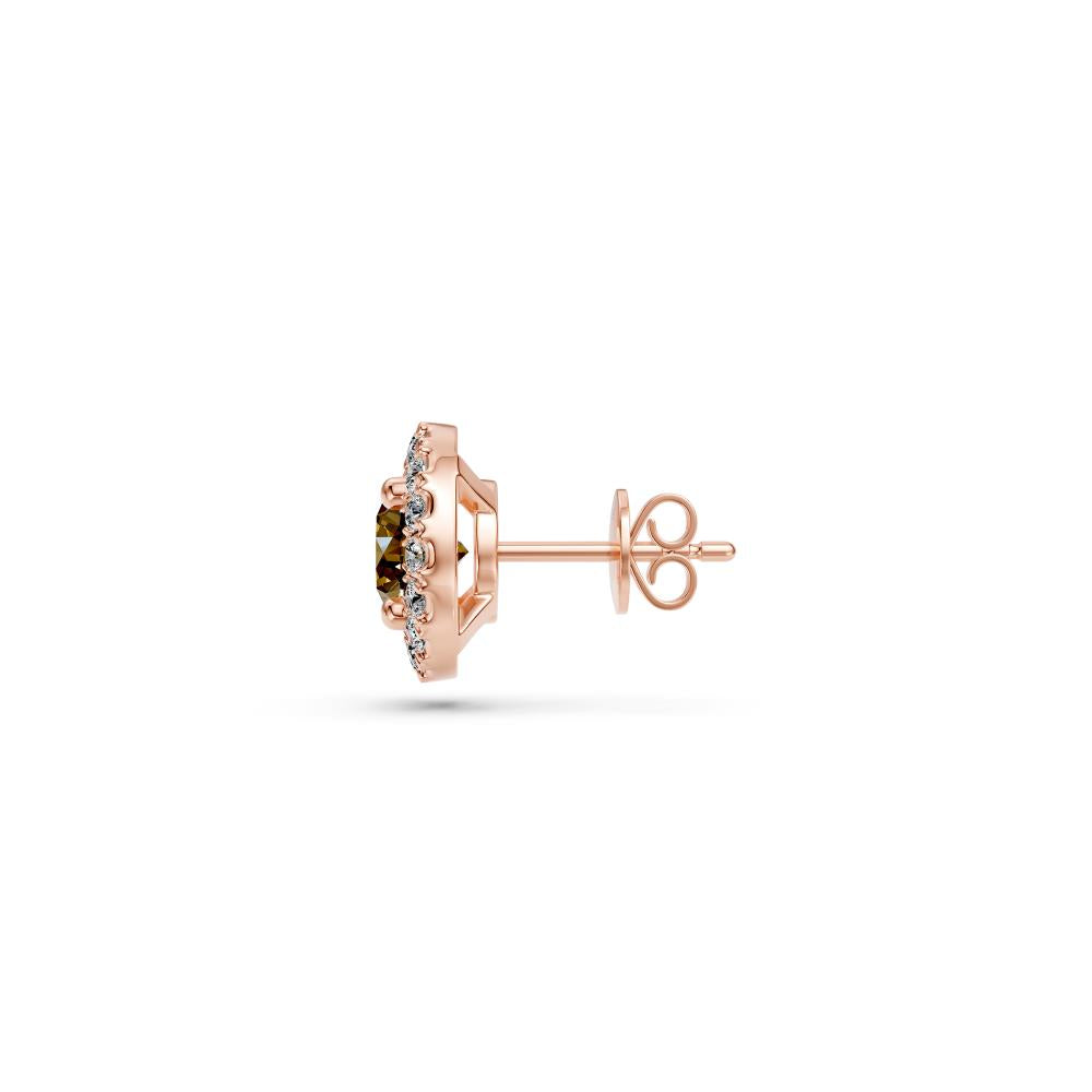 Cognac Diamond Earrings in Rose