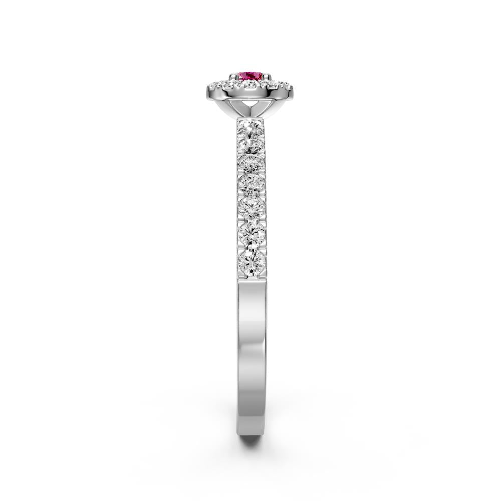 Diamond Ring with Pink Sapphire in White Gold