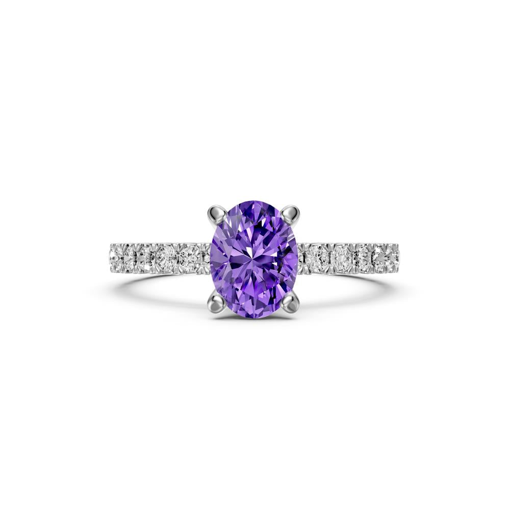 Diamond Ring with Tanzanite in White Gold