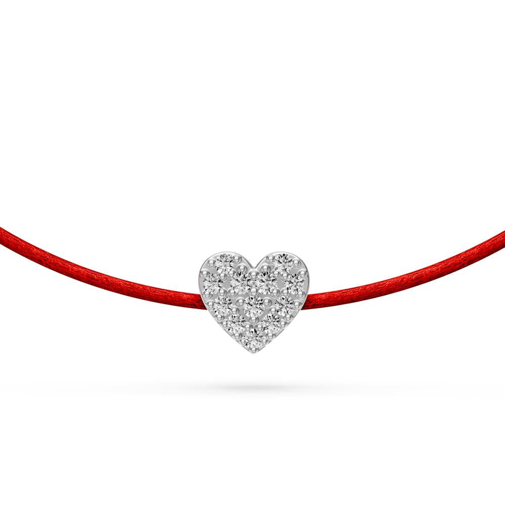 String Bracelet with Diamond in White Gold "Heart"