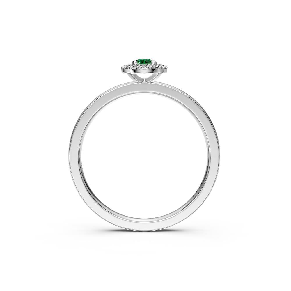 Diamond Ring with Tsavorites in White Gold