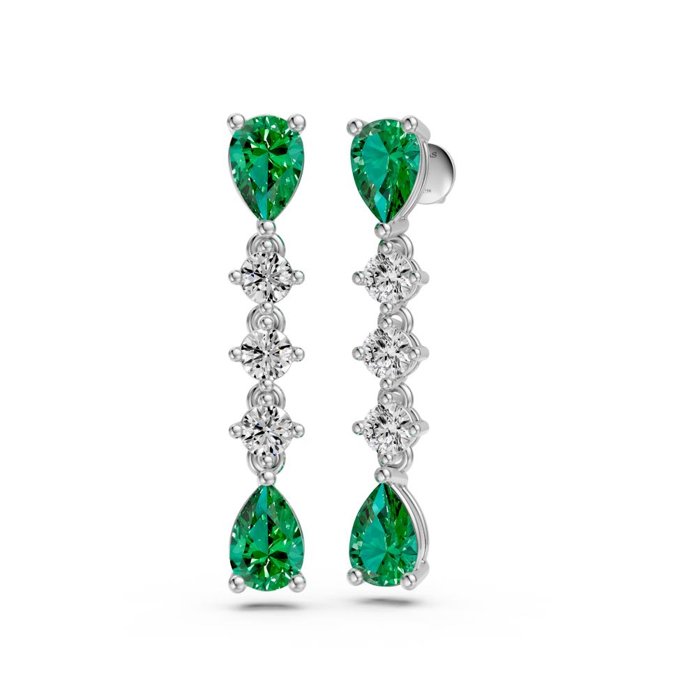 Diamond Earrings in White Gold with Tsavorites