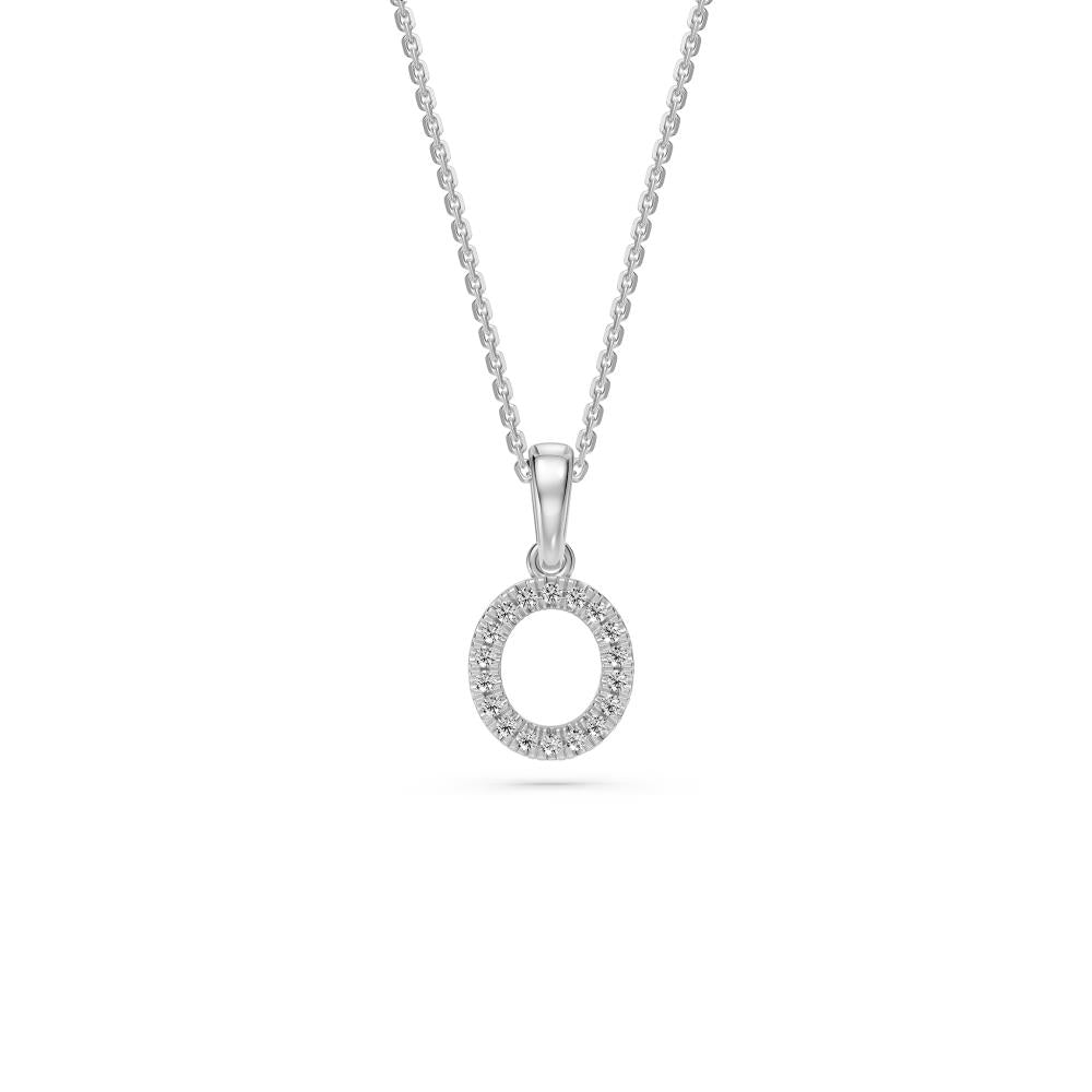 Mini Diamond Letter O Pendant in White Gold
