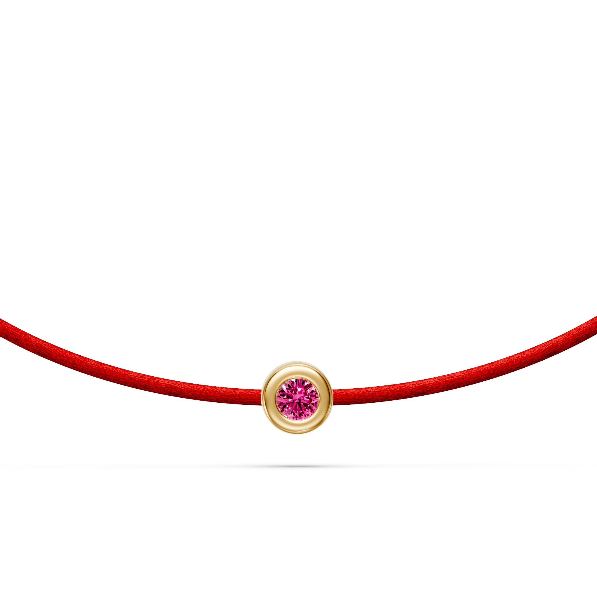 String Bracelet With Pink Sapphire in Yellow Gold