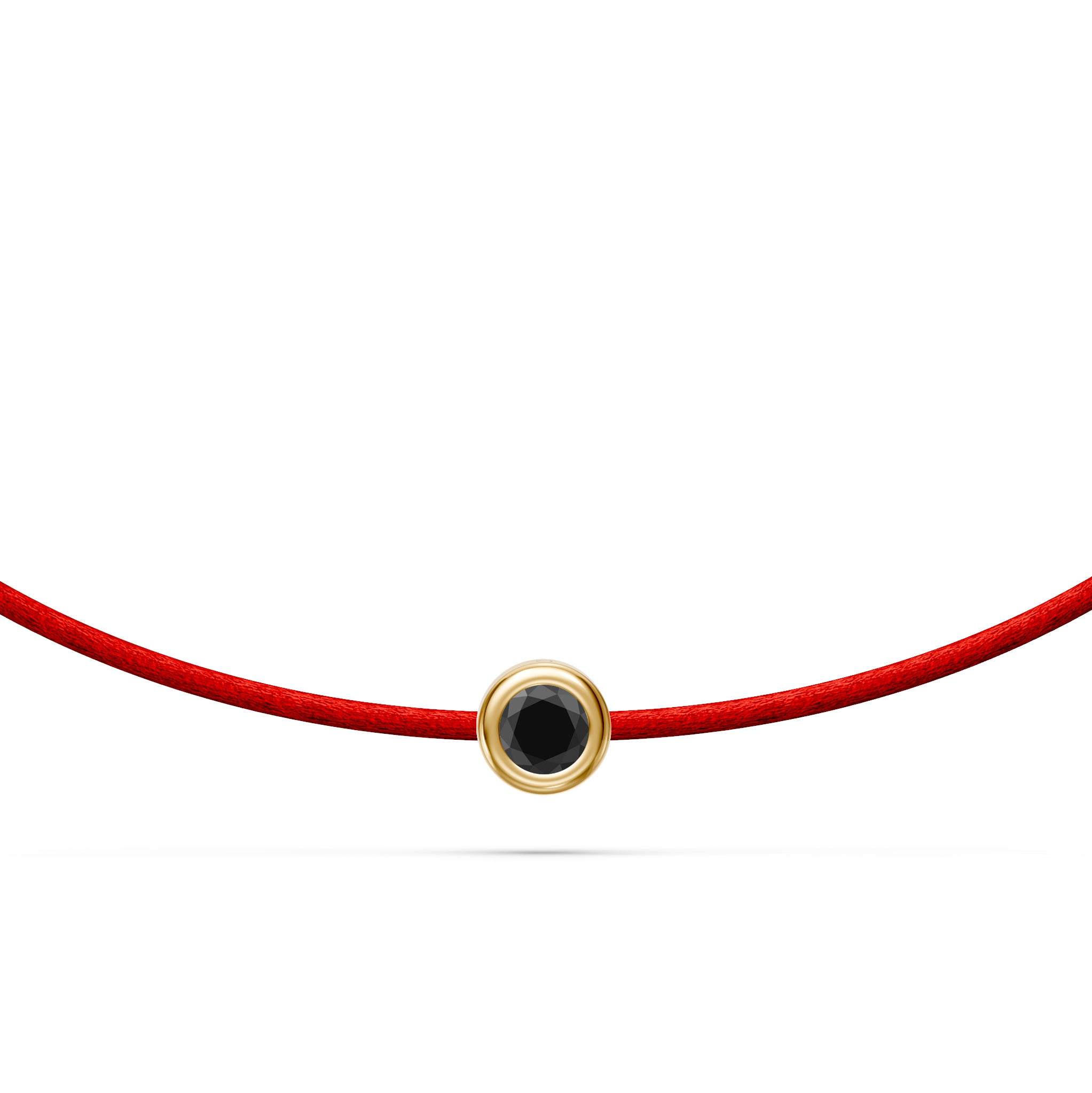 String Bracelet With Black Diamond in Yellow Gold
