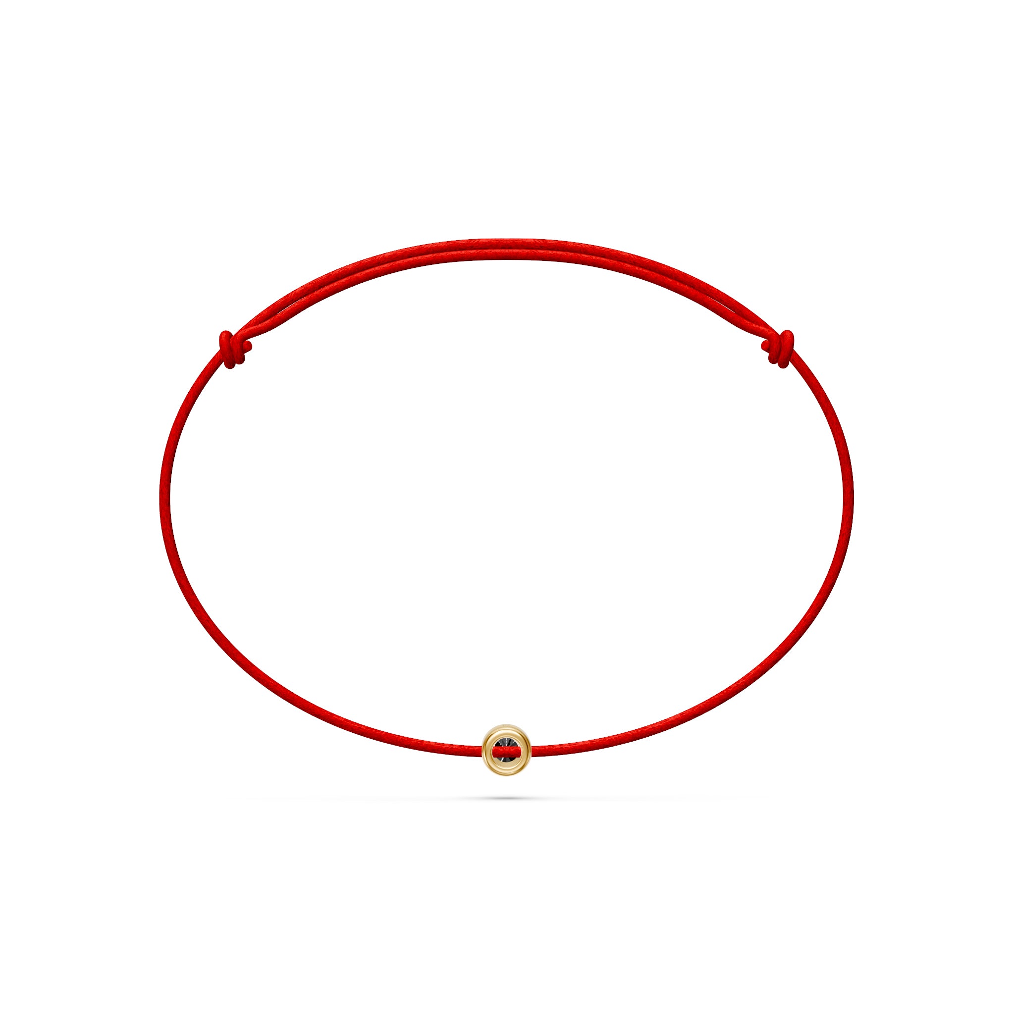 String Bracelet With Black Diamond in Yellow Gold