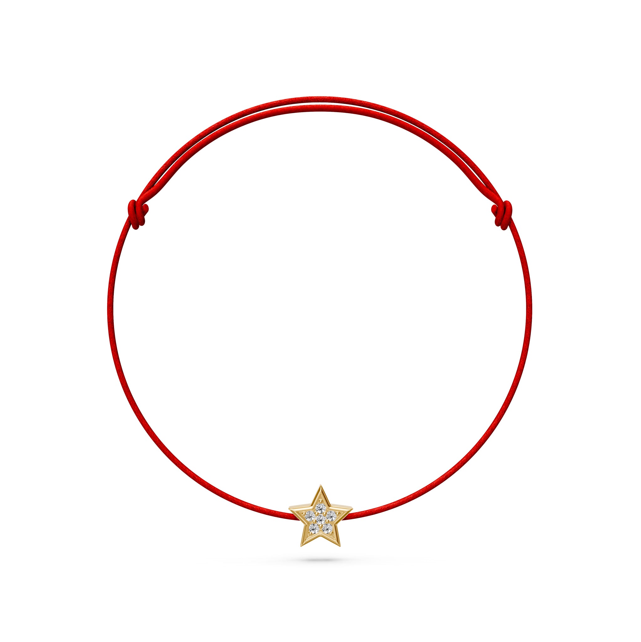 String Bracelet with Diamond in Yellow Gold "Star"
