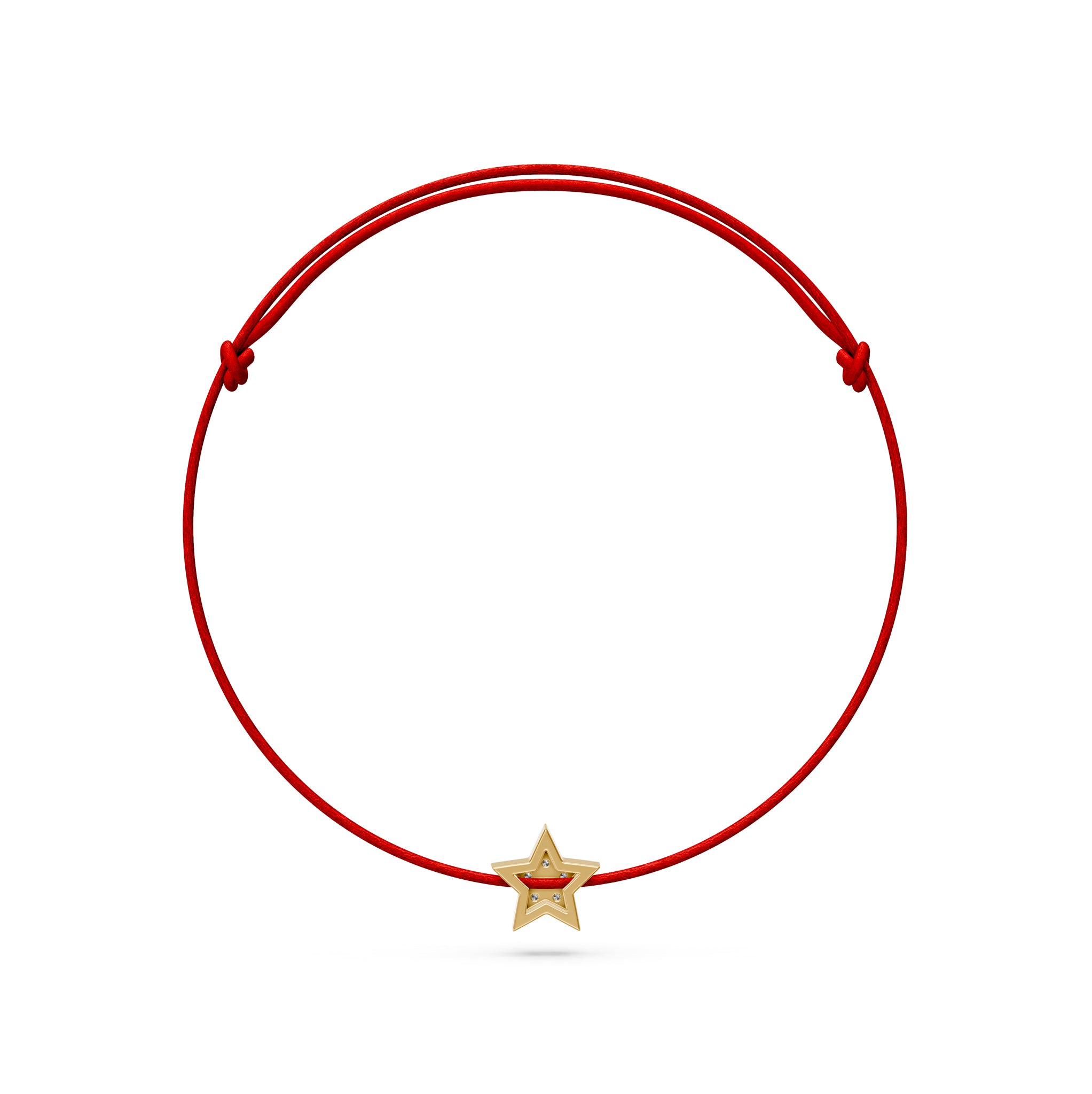 String Bracelet with Diamond in Yellow Gold "Star"