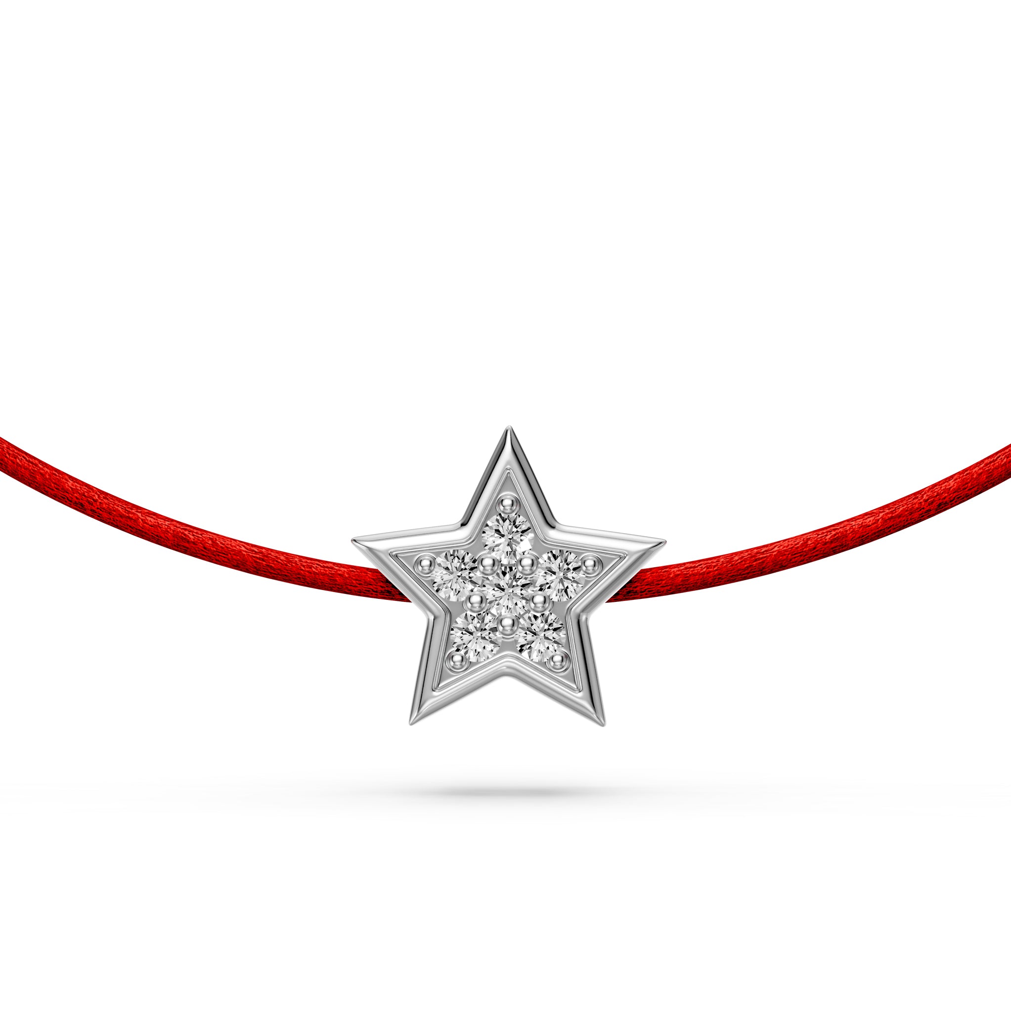 String Bracelet with Diamond in White Gold "Star"