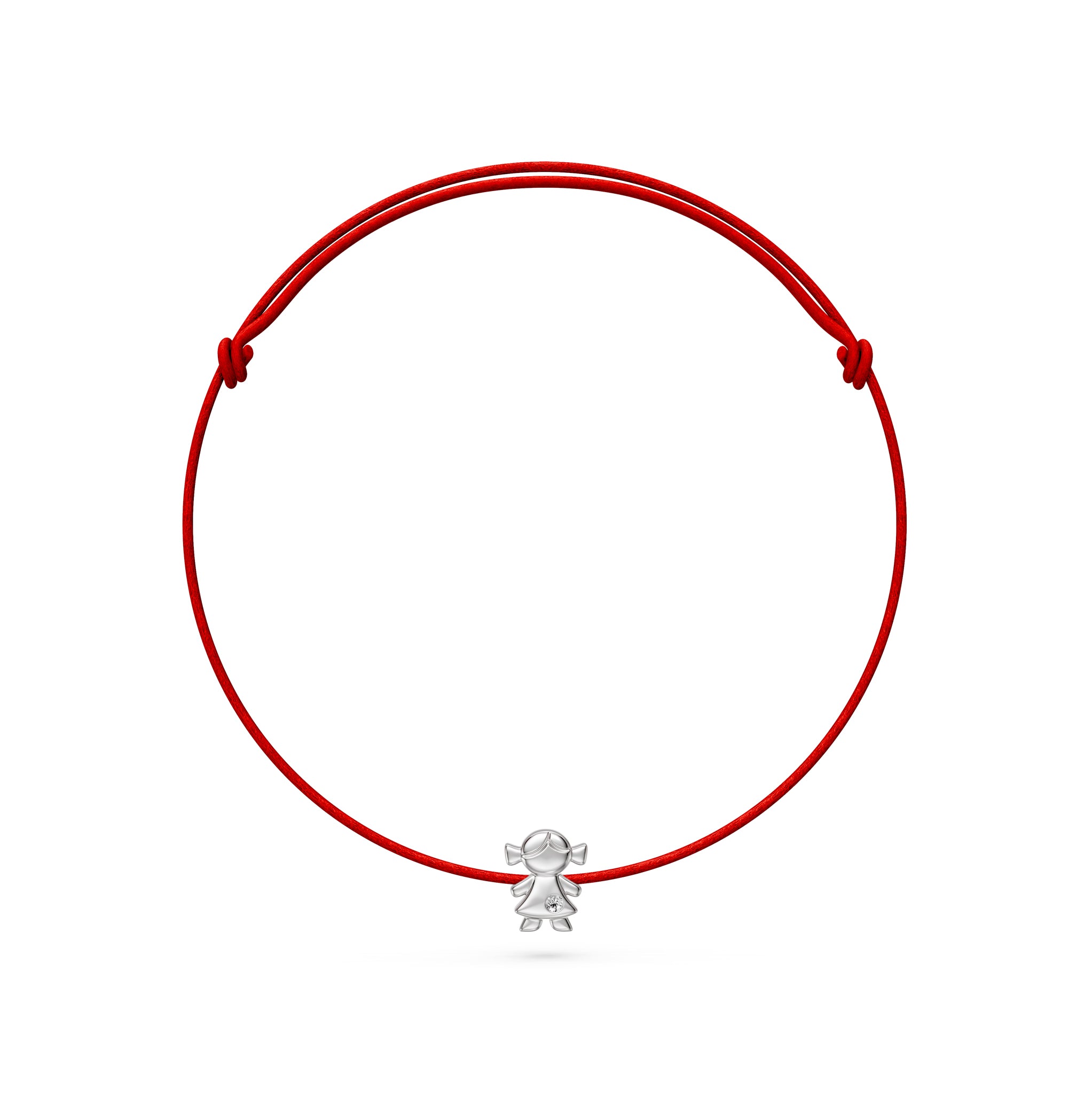 String Bracelet with Diamond in White Gold "Girl"