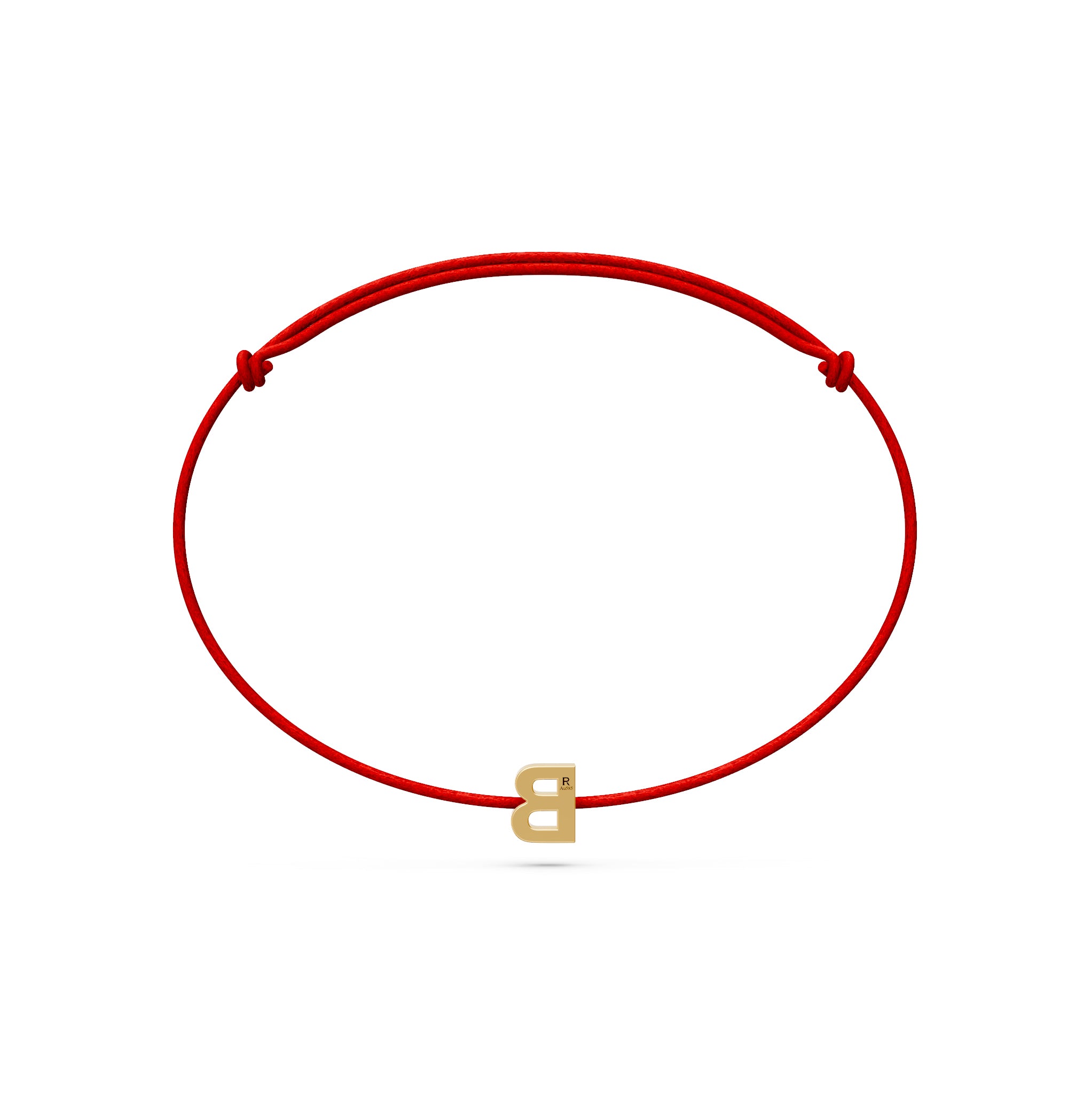 String Bracelet with Diamond in Yellow Gold "B" Letter