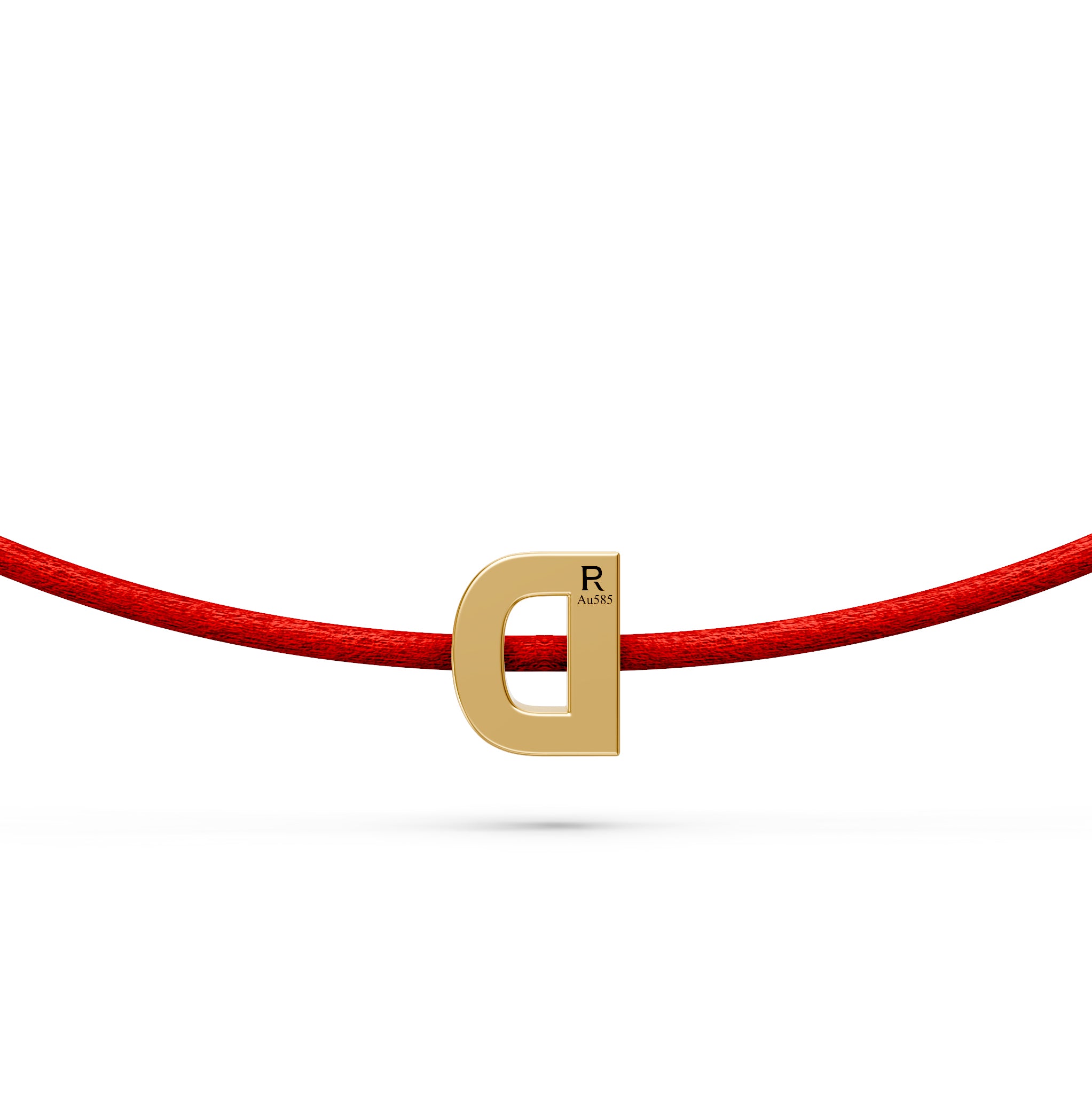 String Bracelet with Diamond in Yellow Gold "D" Letter