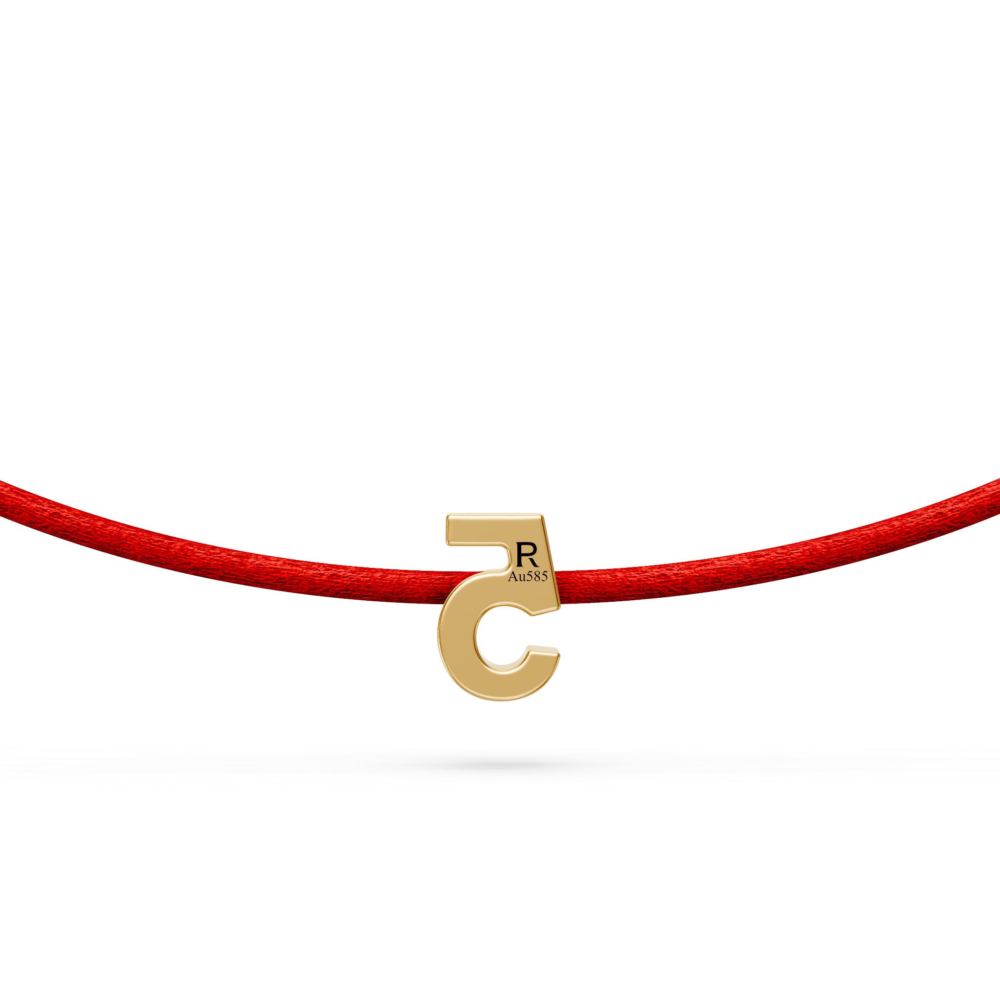 String Bracelet with Diamond in Yellow Gold Number "5"