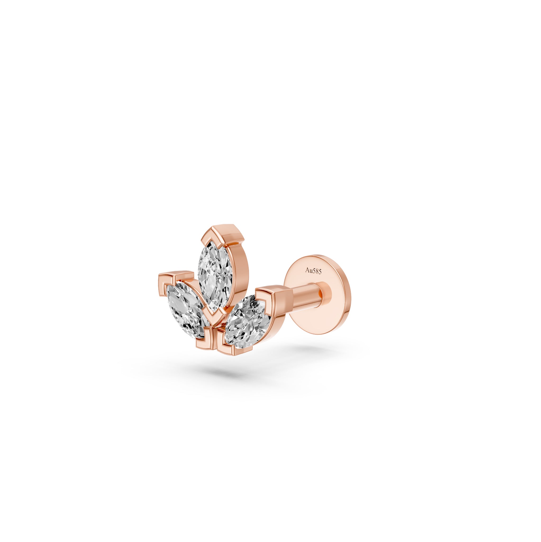 Trinity Marquise Diamond Piercing Stud in Rose Gold