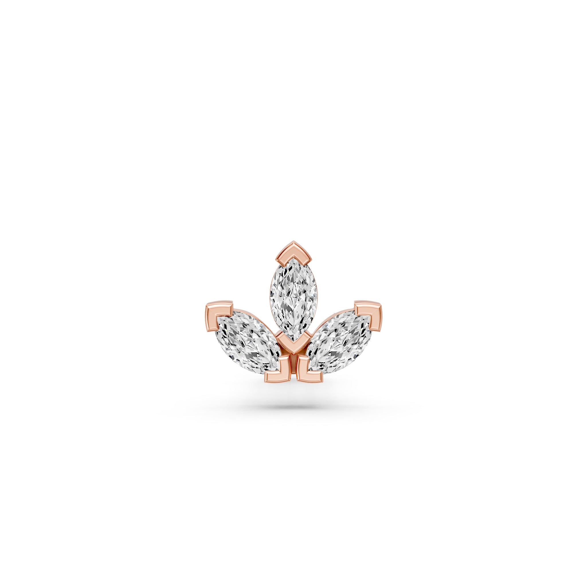 Trinity Marquise Diamond Piercing Stud in Rose Gold