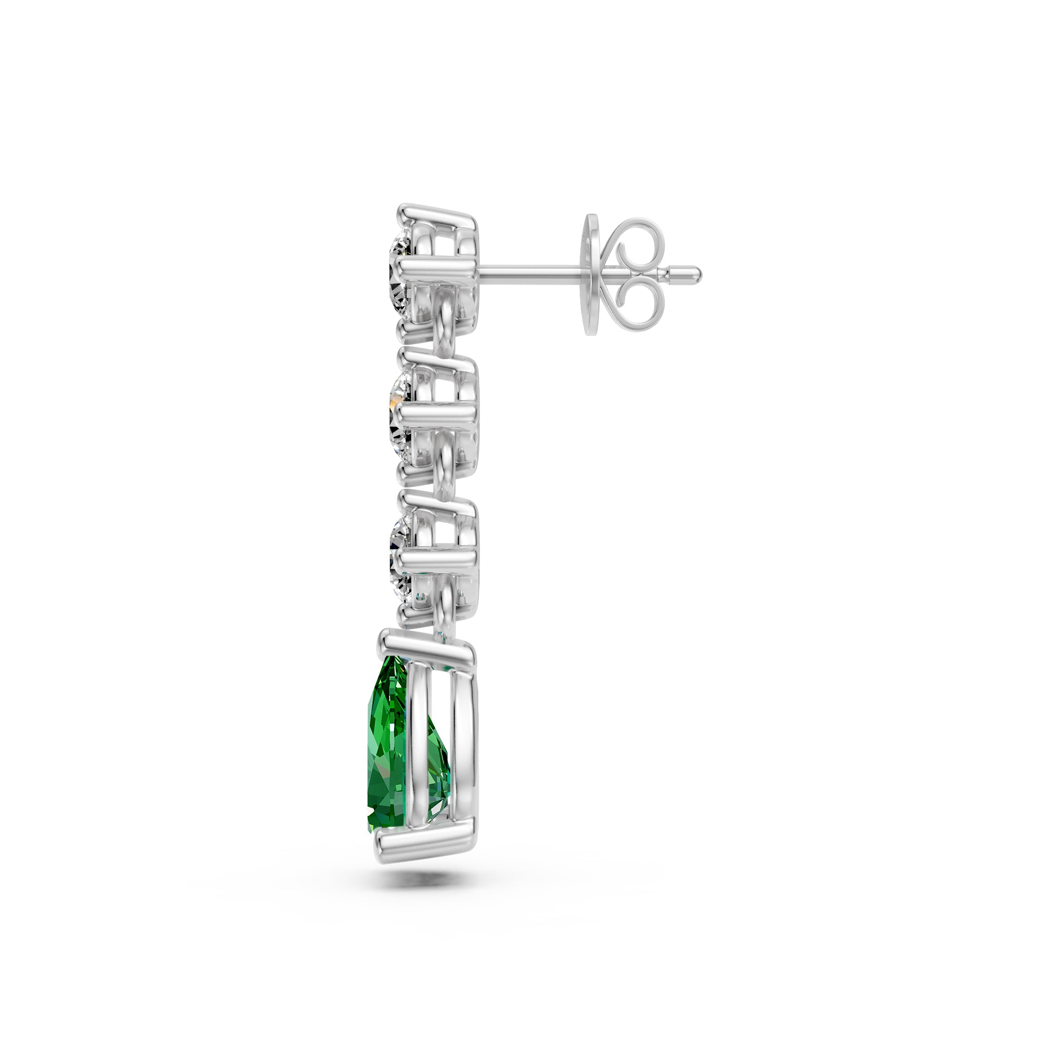 Tsavorites and Diamond Earrings in White Gold