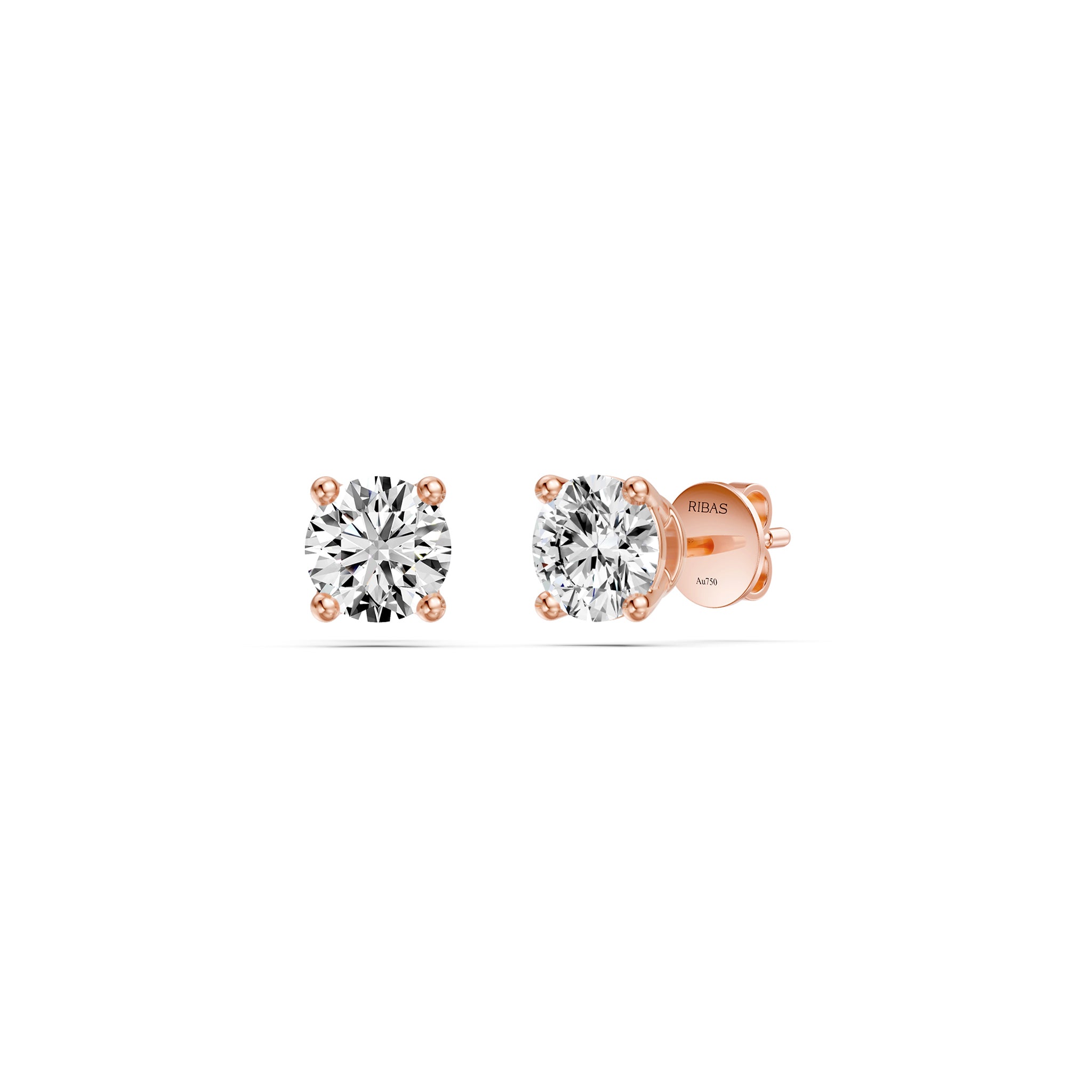 Rožinio aukso auskarai su deimantais