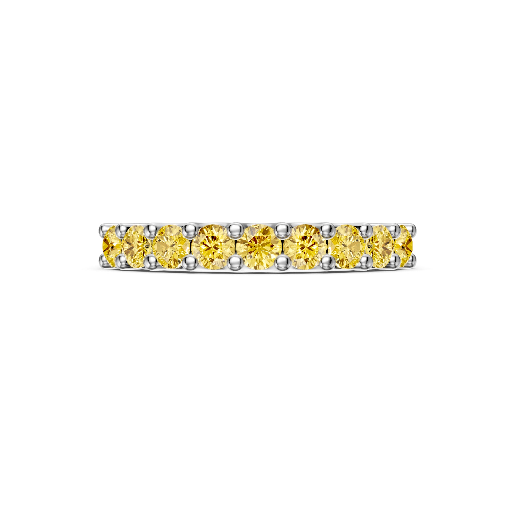 Yellow Sapphire Band Ring in White Gold