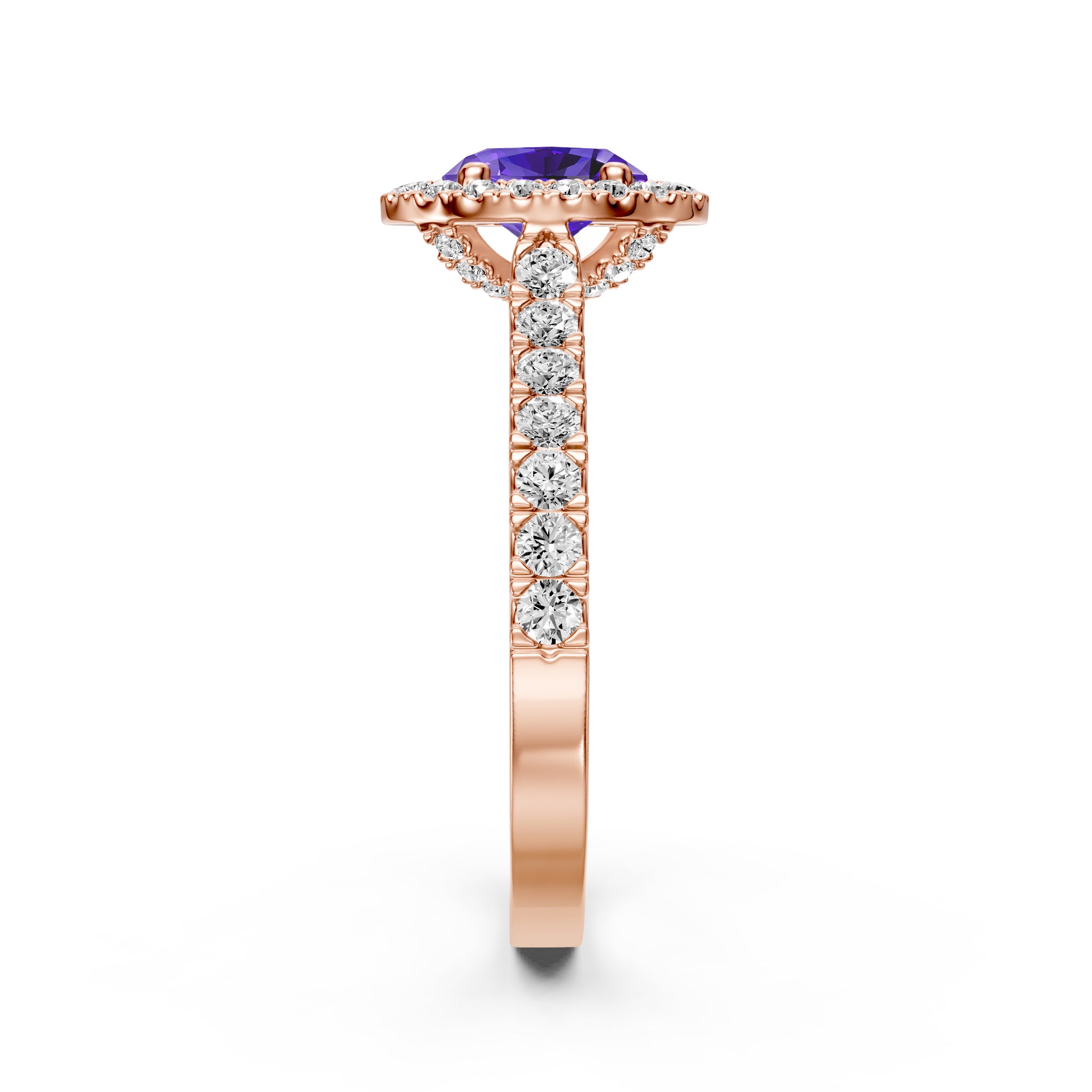 Diamond Ring with Tanzanite in Rose Gold