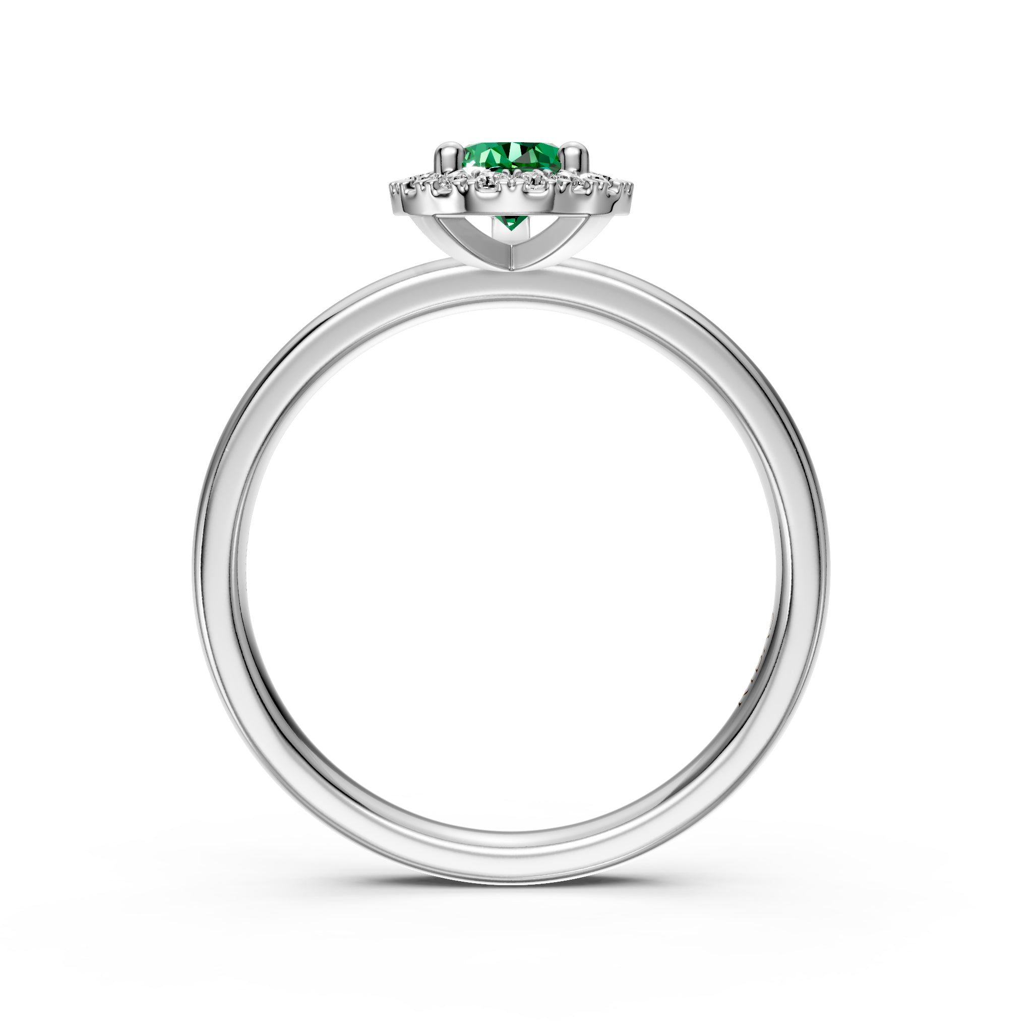 Diamond Ring with Tsavorite in White Gold