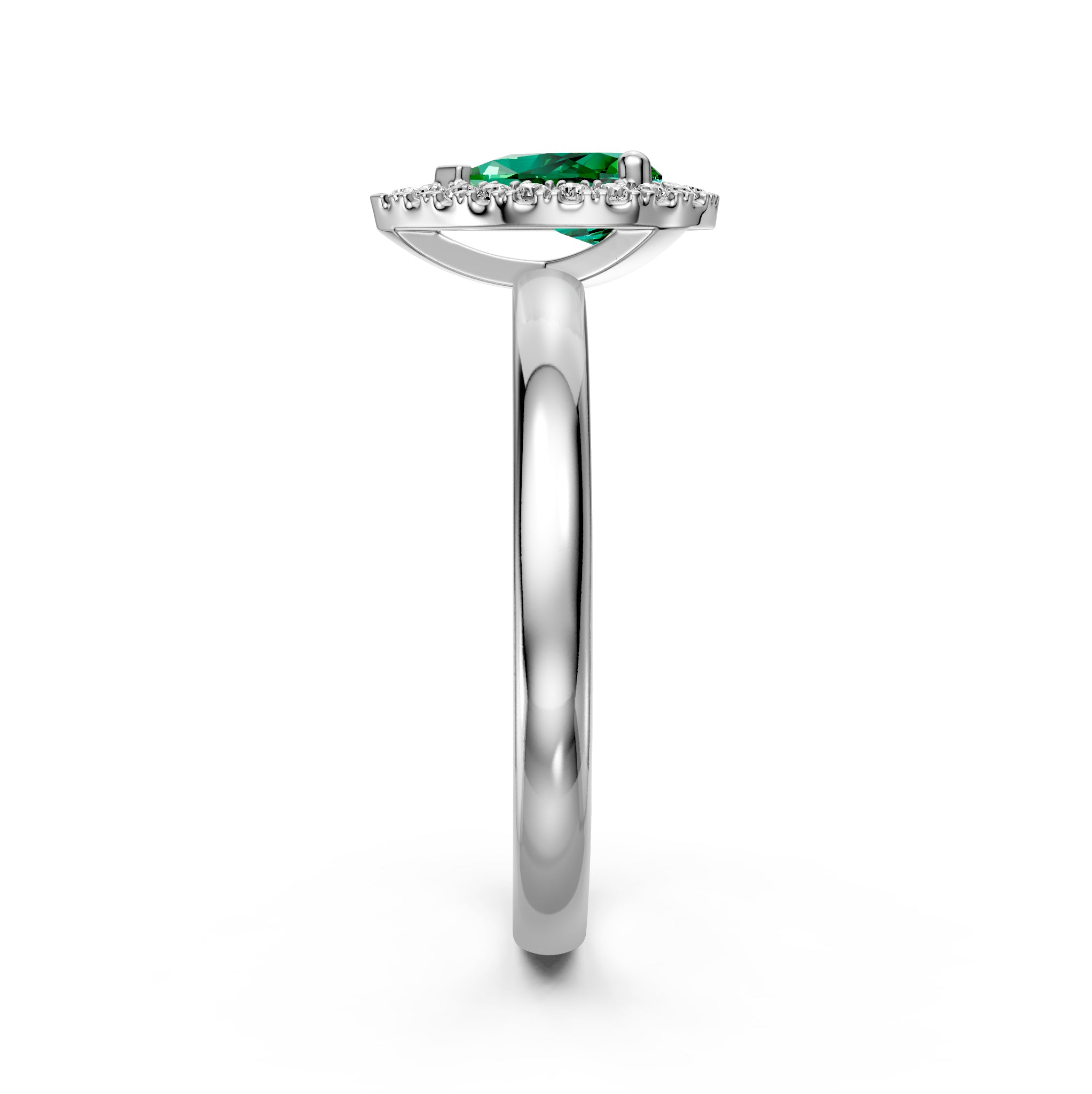 Diamond Ring with Tsavorite in White Gold