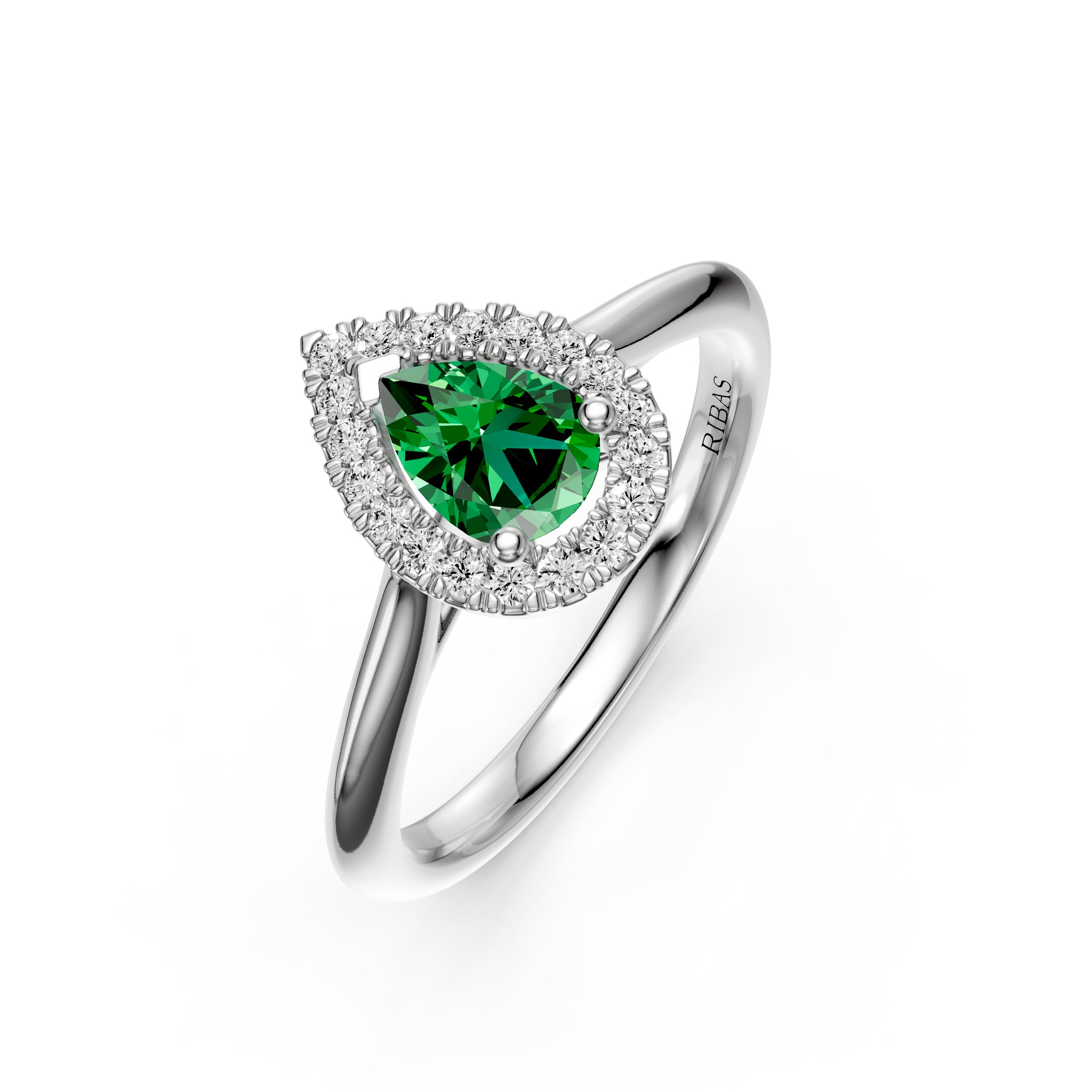 Diamond Ring with Tsavorite in White Gold