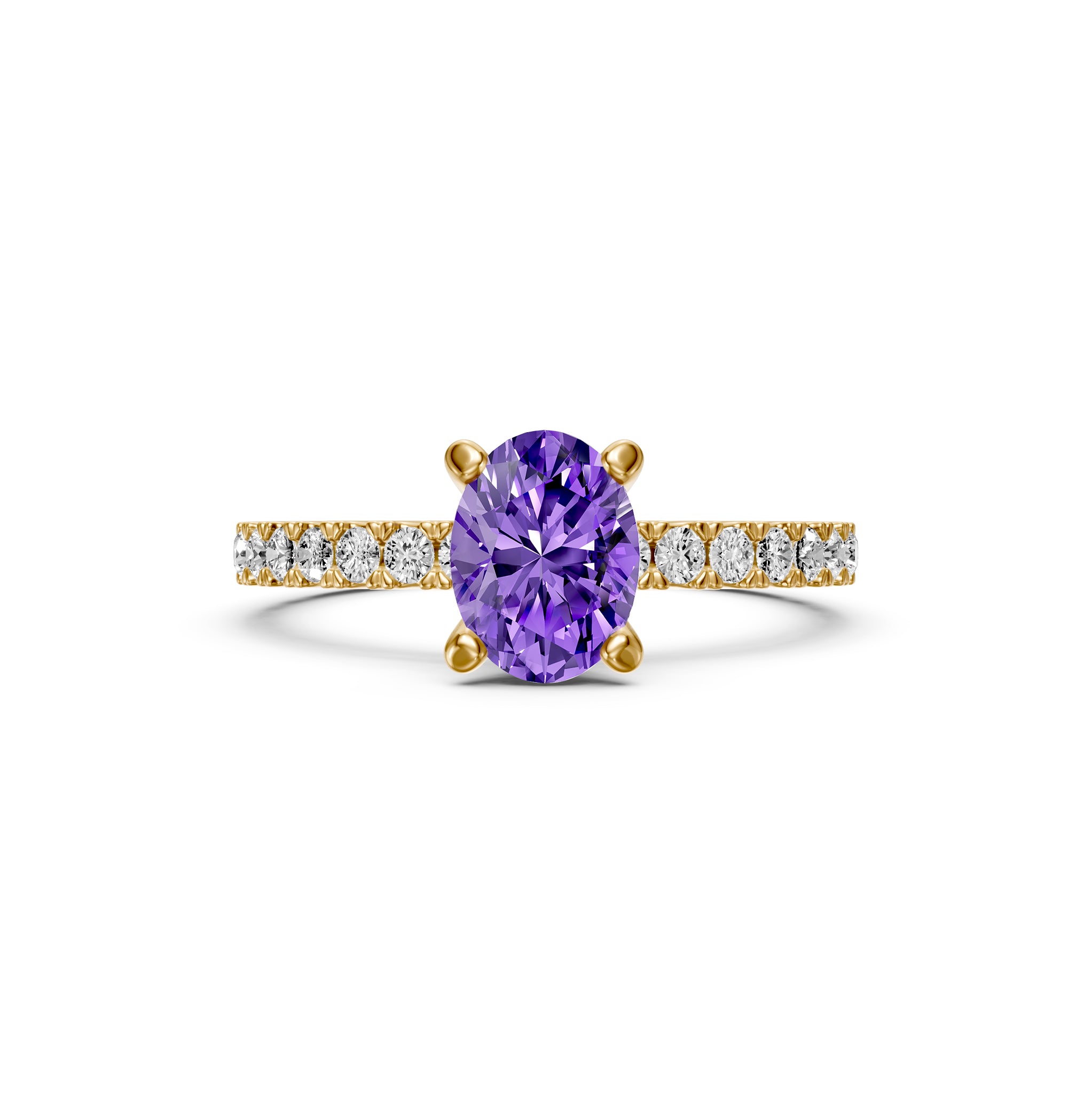 Diamond Ring with Tanzanite in Yellow Gold