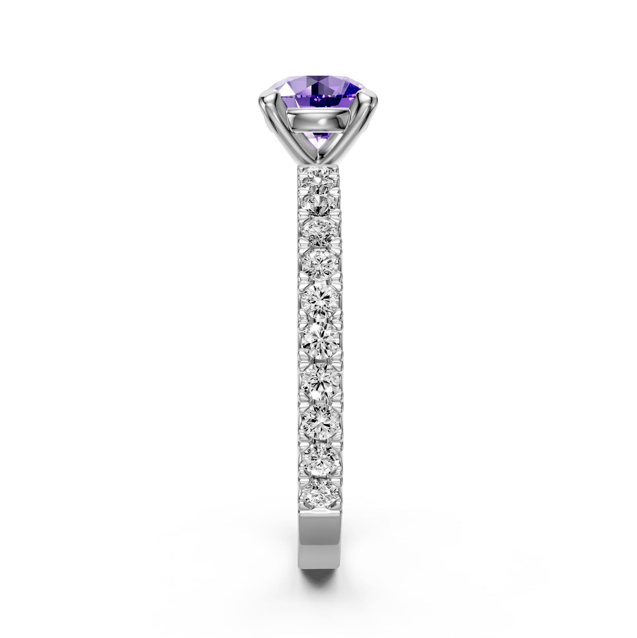 Diamond Ring with Tanzanite in White Gold