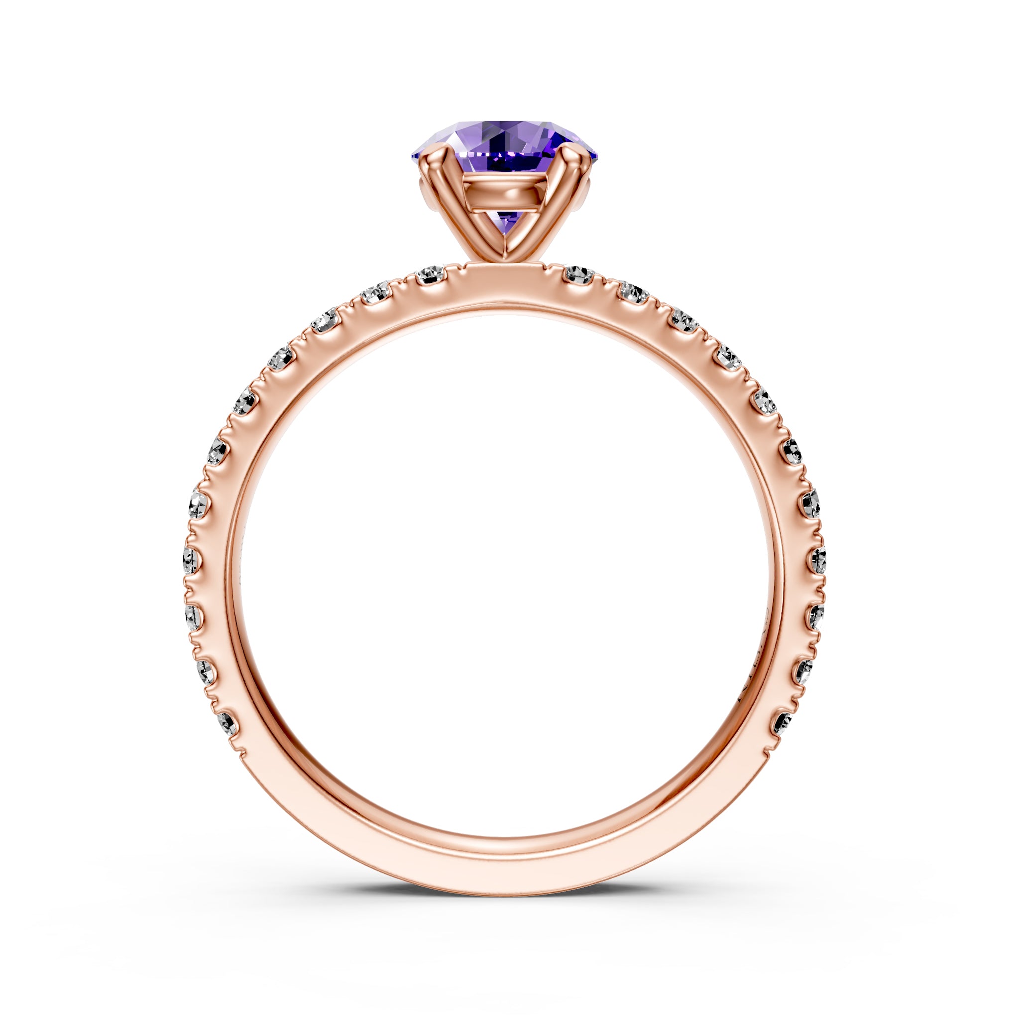 Diamond Ring with Tanzanite in Rose Gold