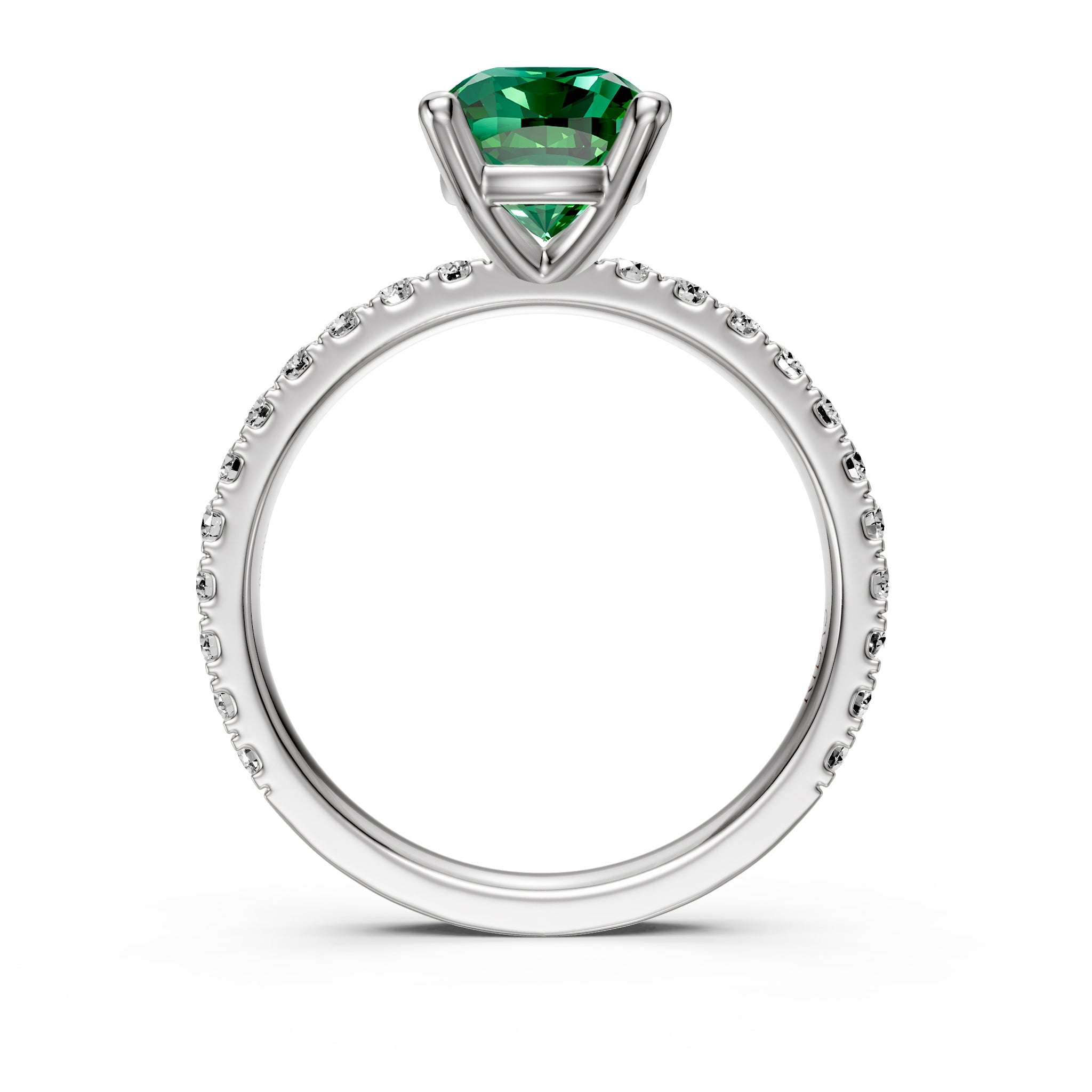 Diamond Ring with Tsavorites in White Gold