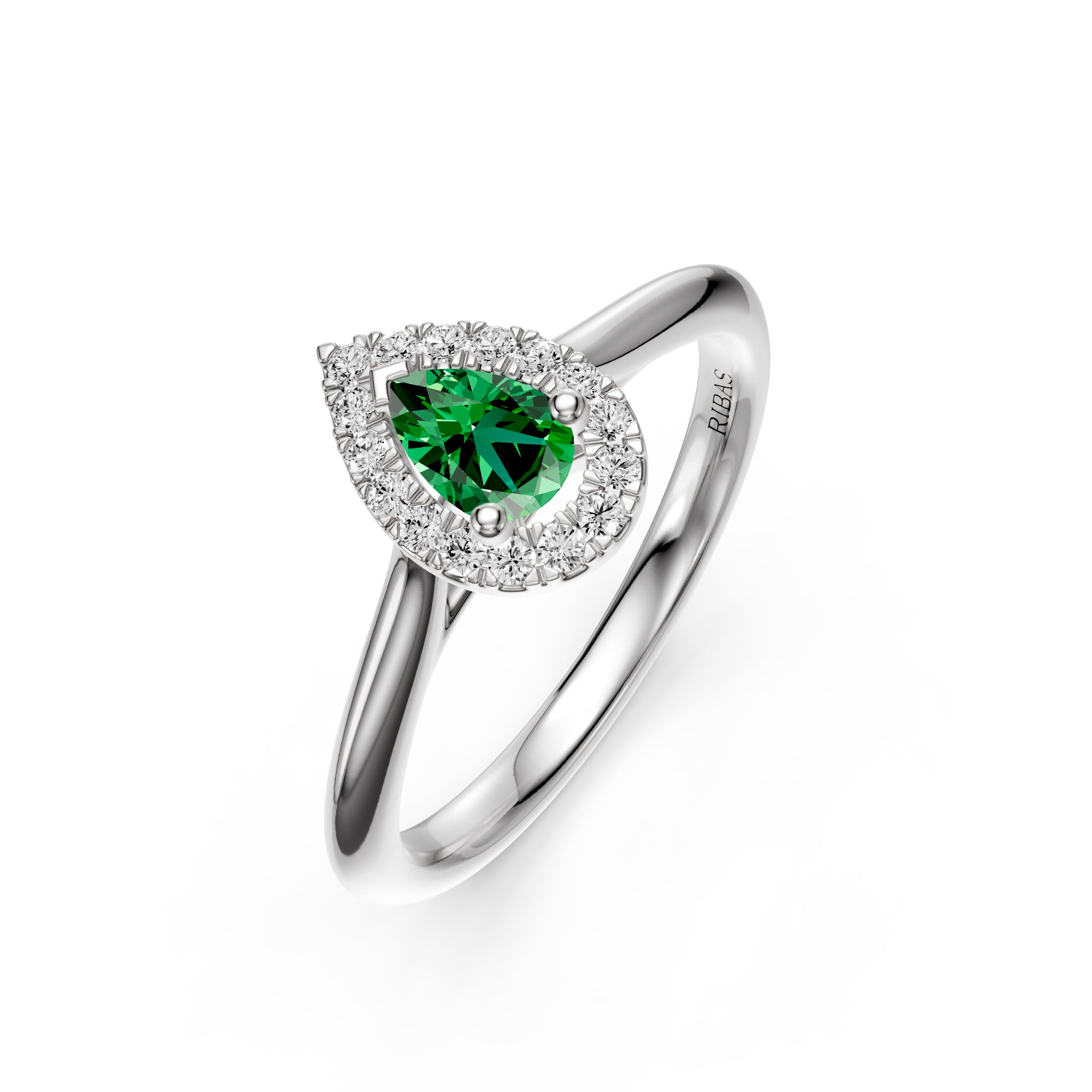 Diamond Ring with Tsavorites in White Gold