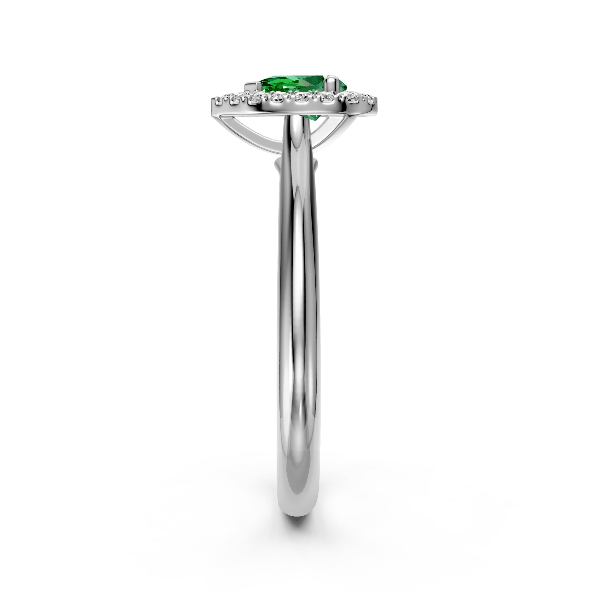 Diamond Ring with Tsavorites in White Gold