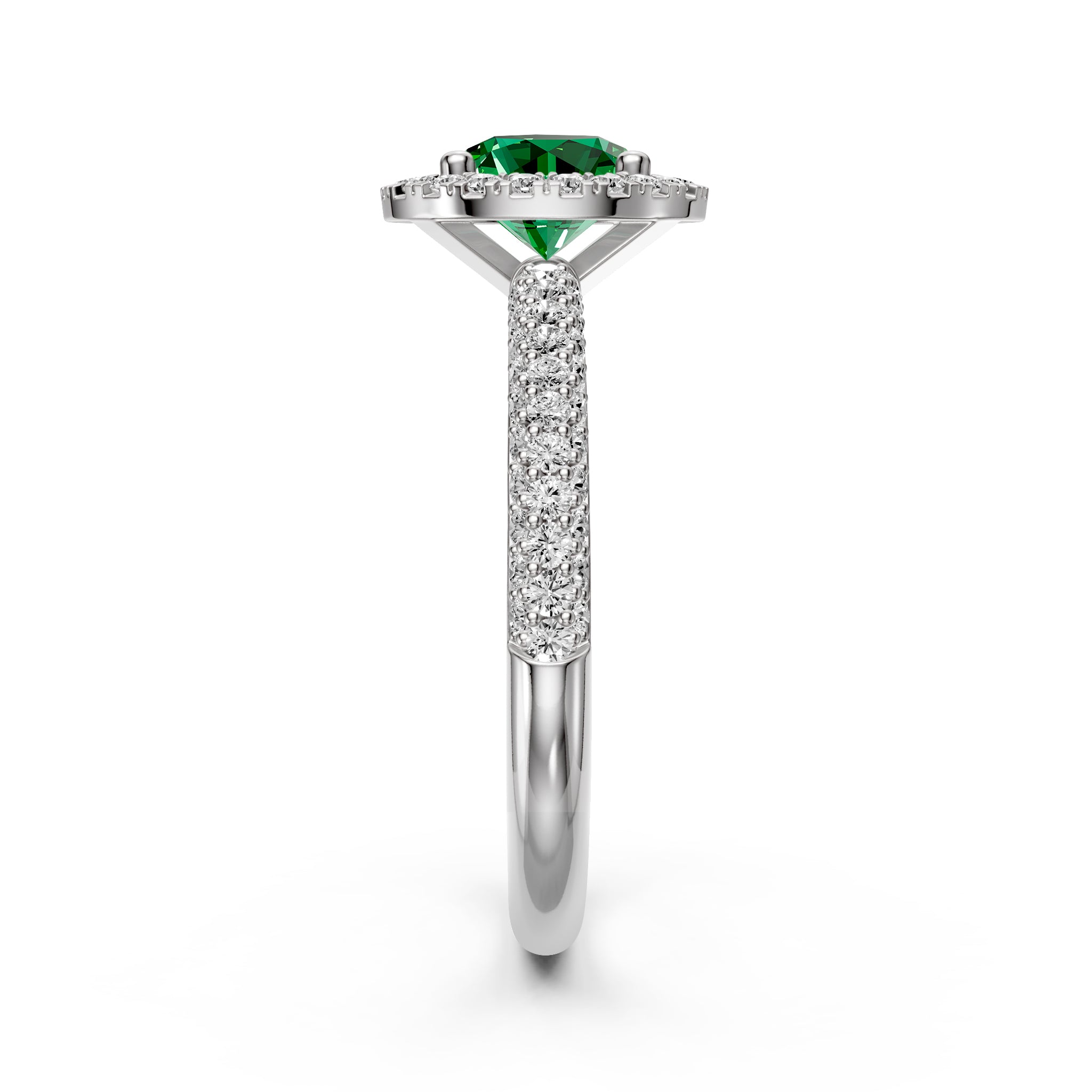Diamond Ring with Tsavorite in White Gold