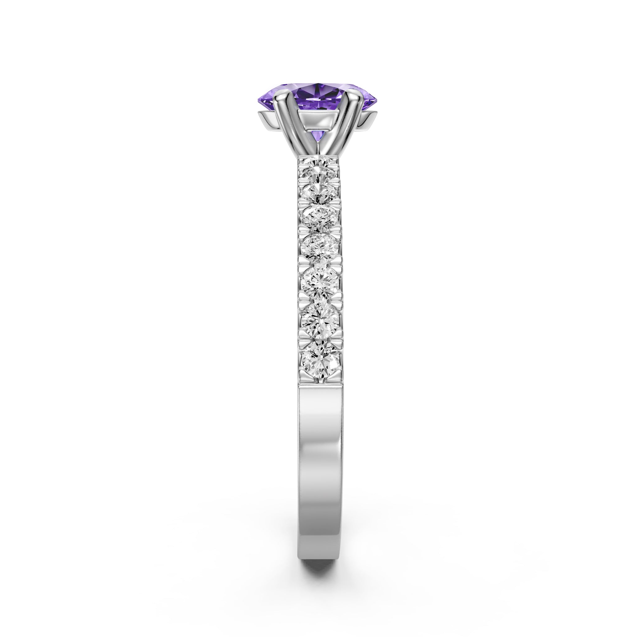 Diamond Ring with Tanzanite in White Gold
