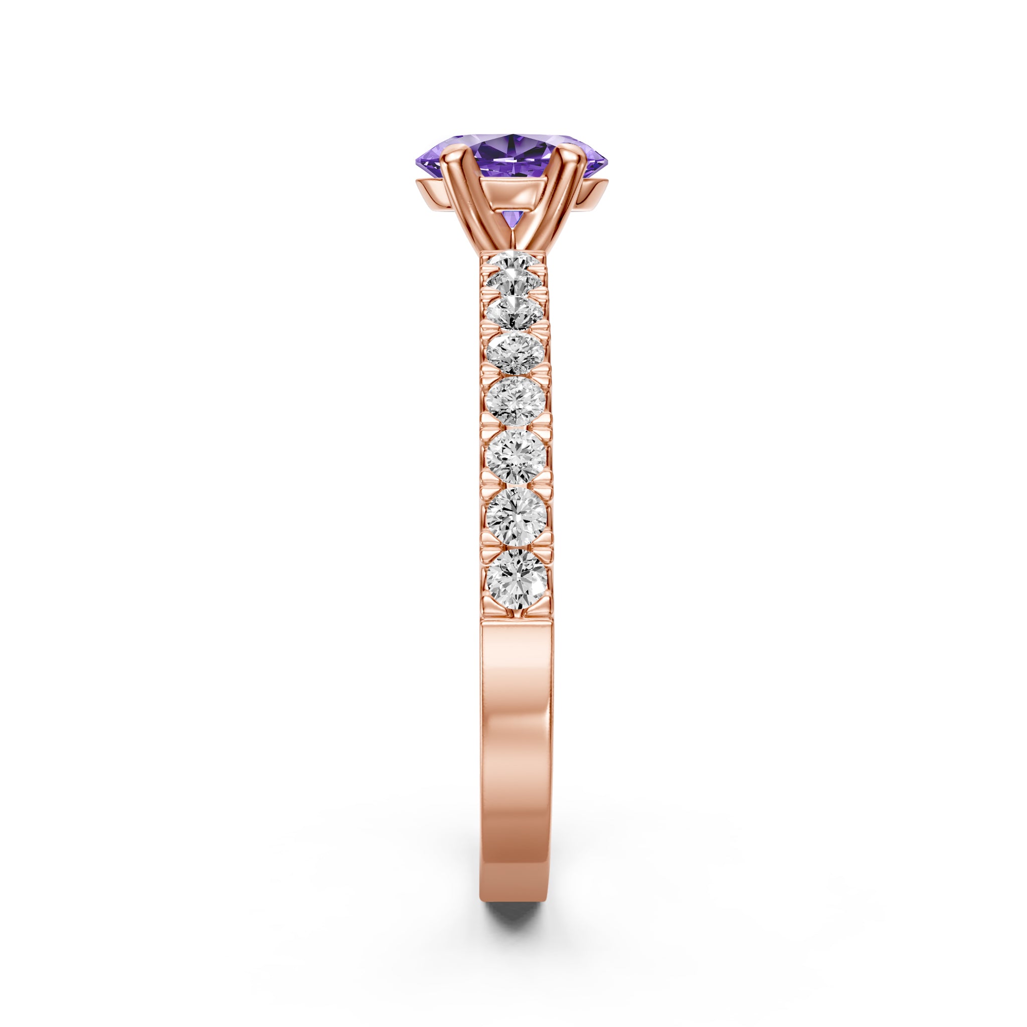 Diamond Ring with Tanzanite in Rose Gold