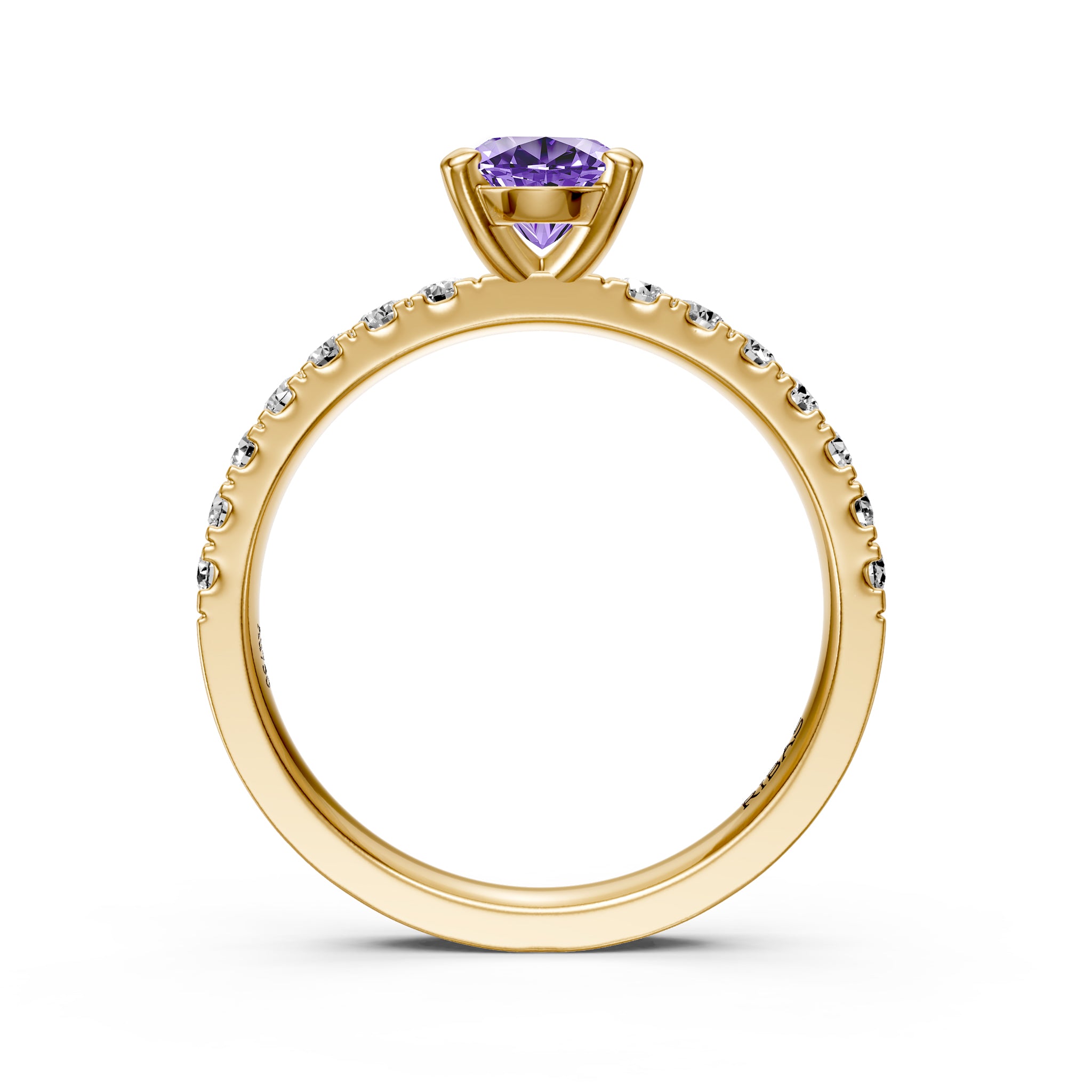 Diamond Ring with Tanzanite in Yellow Gold