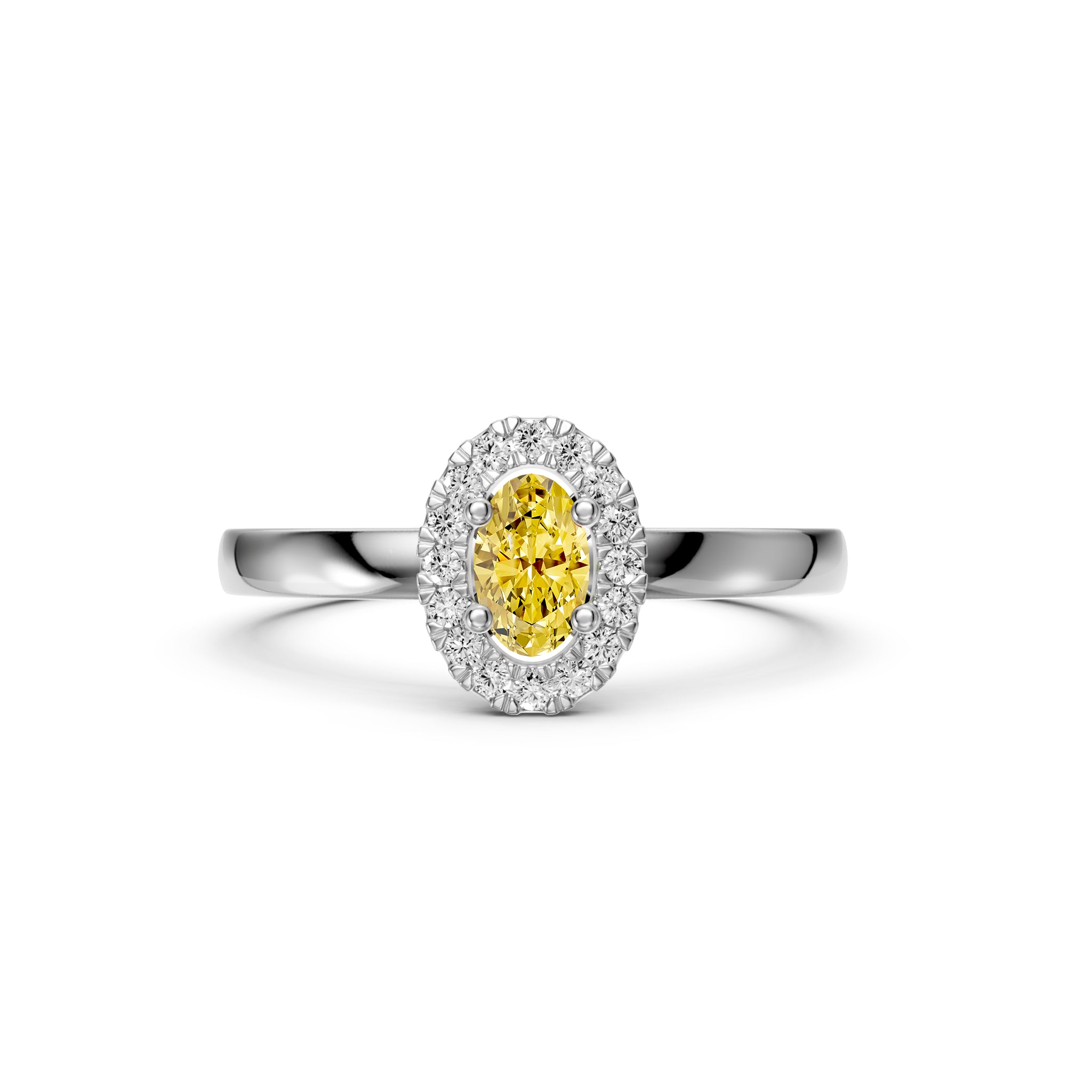 Diamond Ring with Yellow Sapphire in White Gold