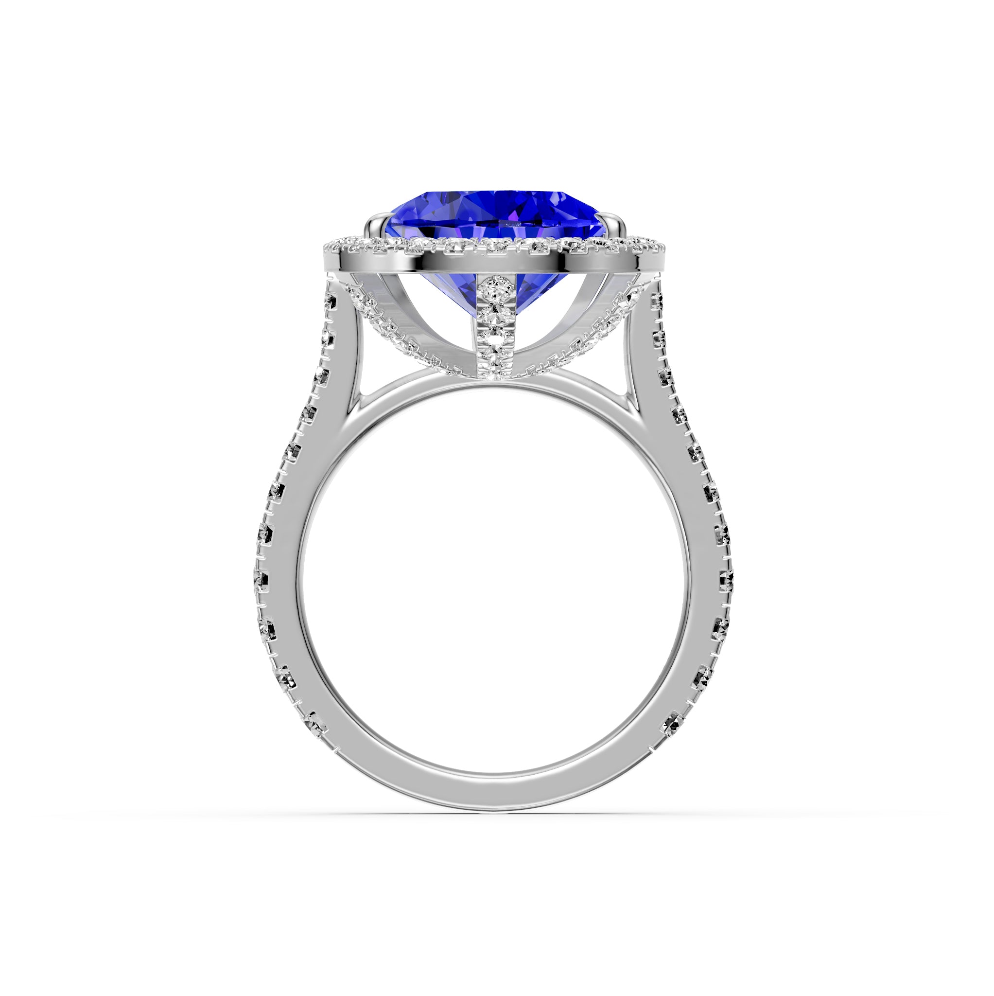 Diamond Ring with Tanzanite in White Gold