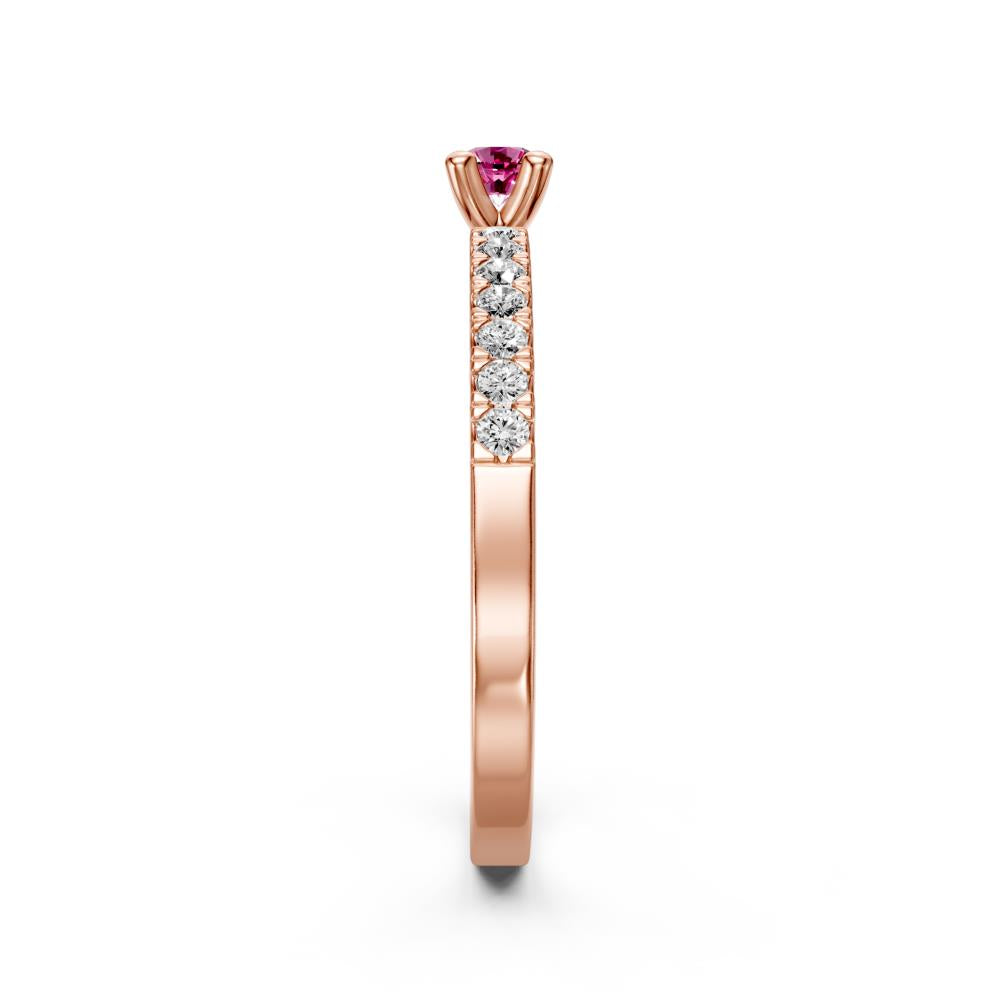 Diamond Ring with Pink Sapphire in Rose Gold