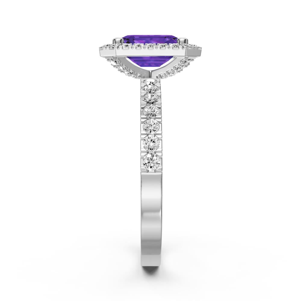 Diamond Ring with Tanzanite in White Gold