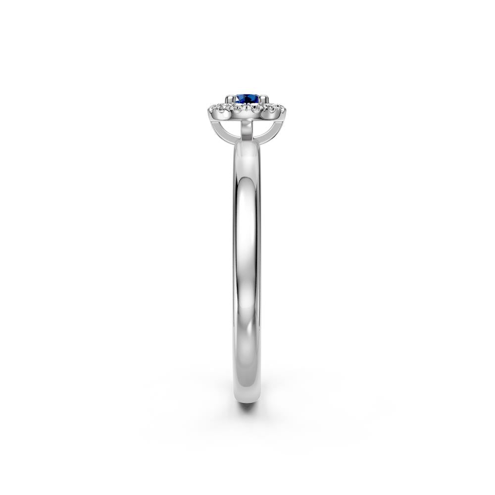 Sapphire Band Ring with Diamonds in White Gold