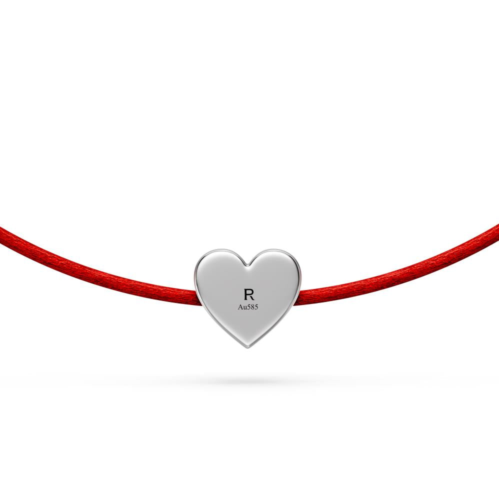 String Bracelet with Diamond in White Gold "Heart"