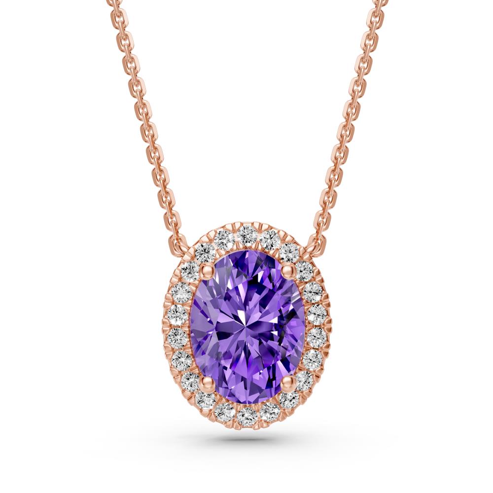 Rose Gold Necklace with Tanzanite Stone