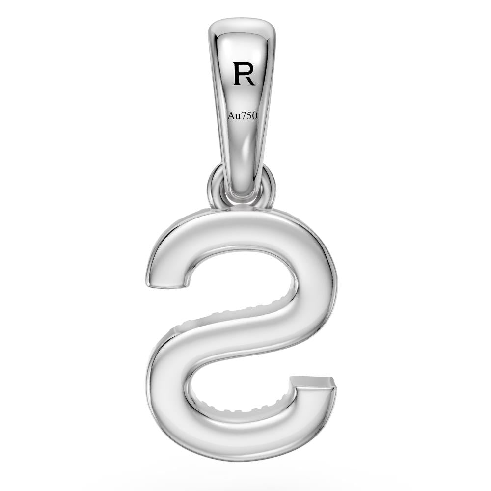 Mini Diamond Letter S Pendant in White Gold