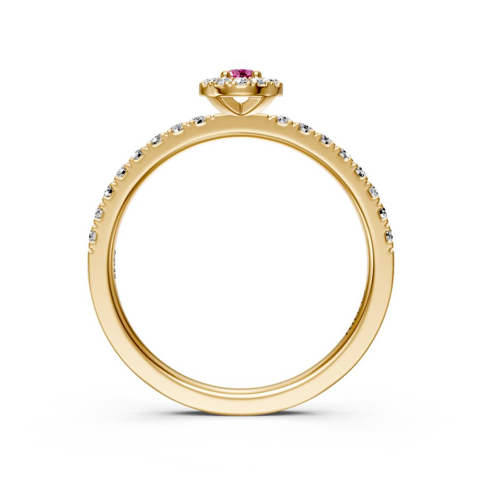 Diamond Ring with Pink Sapphire in Yellow Gold
