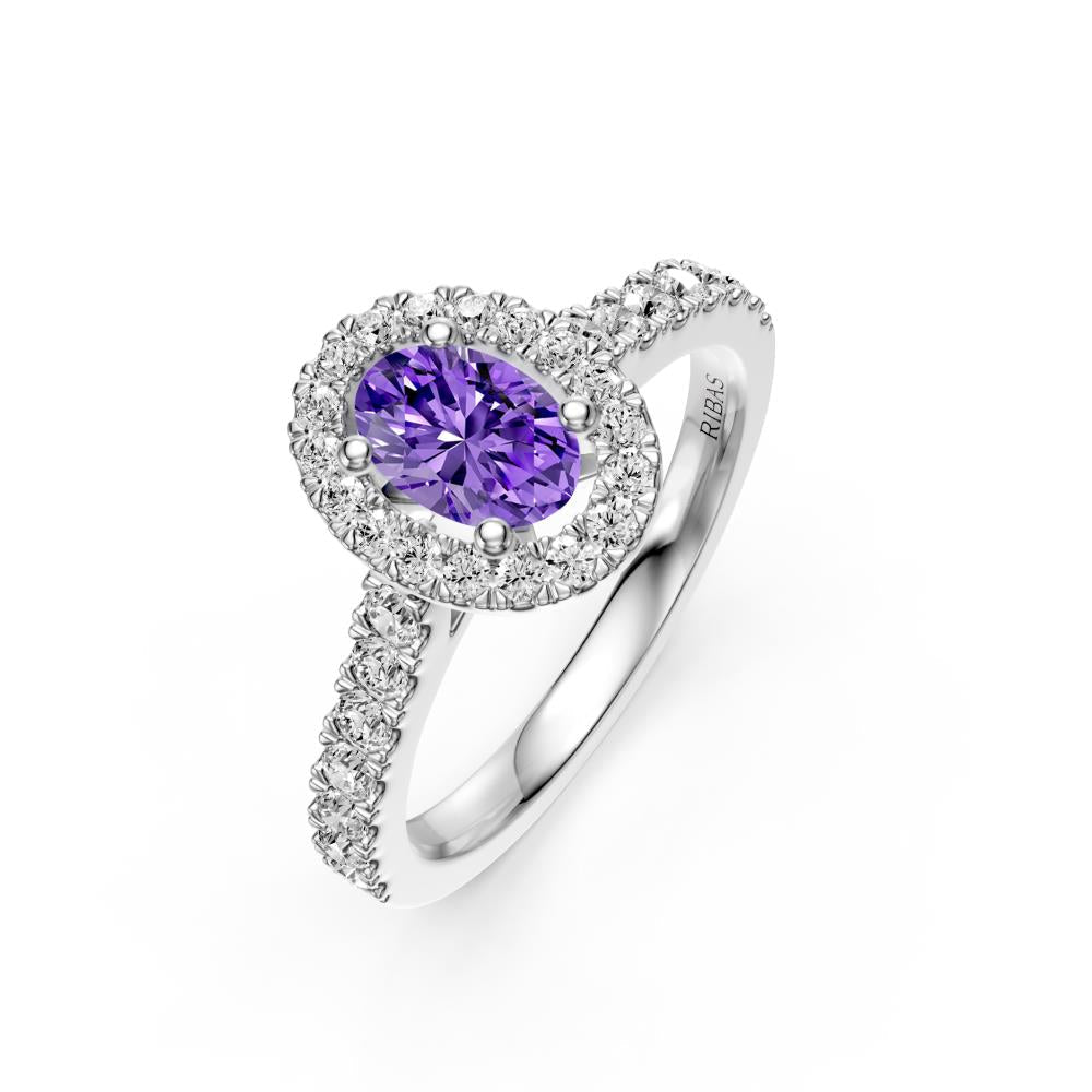 Diamond Ring with Tanzanite in White Gold